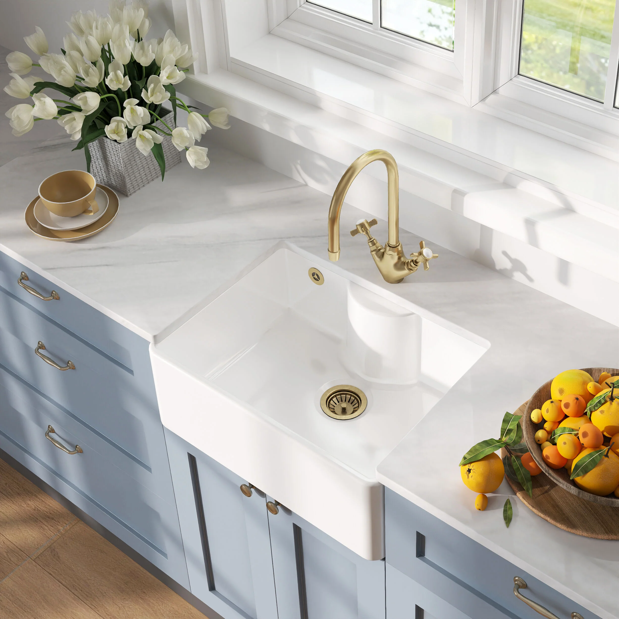 Single Bowl Fireclay Ceramic Butler Kitchen Sink - Variety of Sizes and Features Available - Image 12