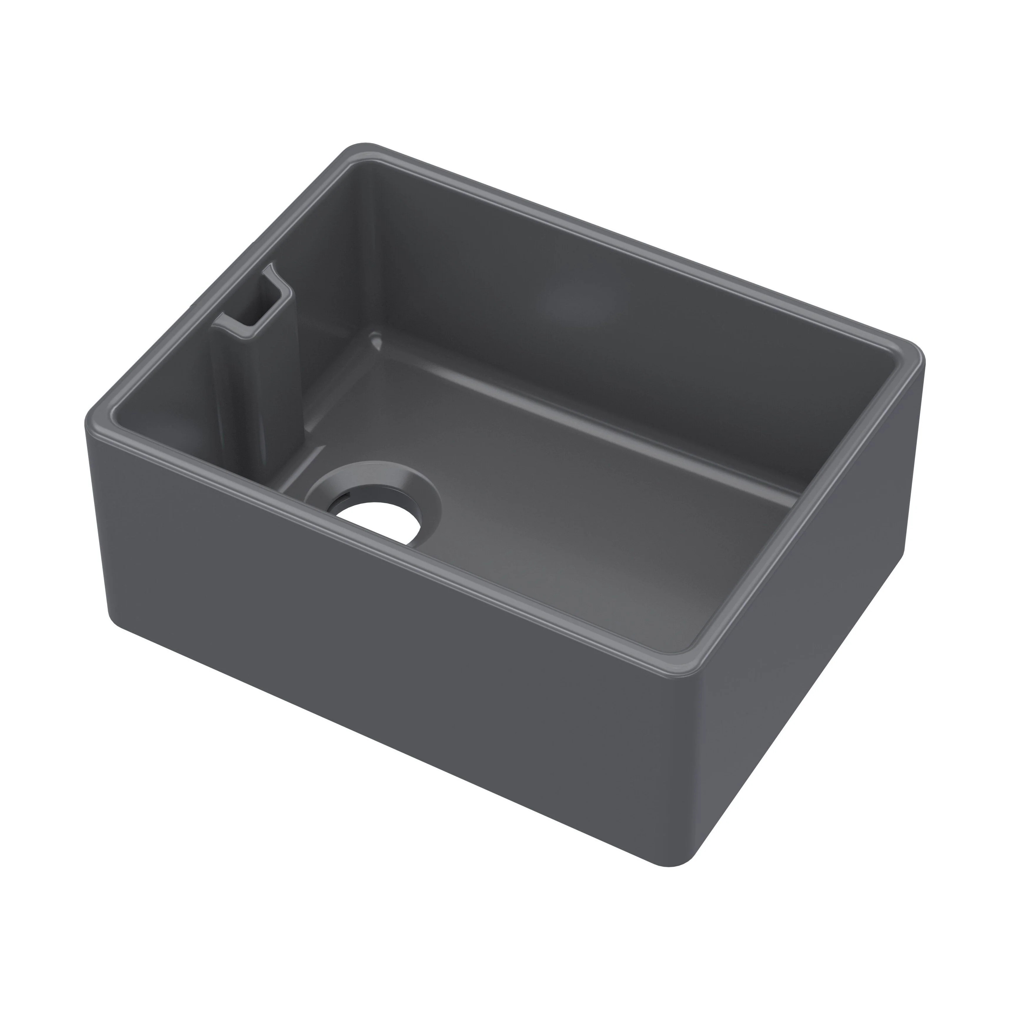 Single Bowl Fireclay Ceramic Belfast Kitchen Sink with Built In Overflow - 595mm - Multiple Colours - Image 10