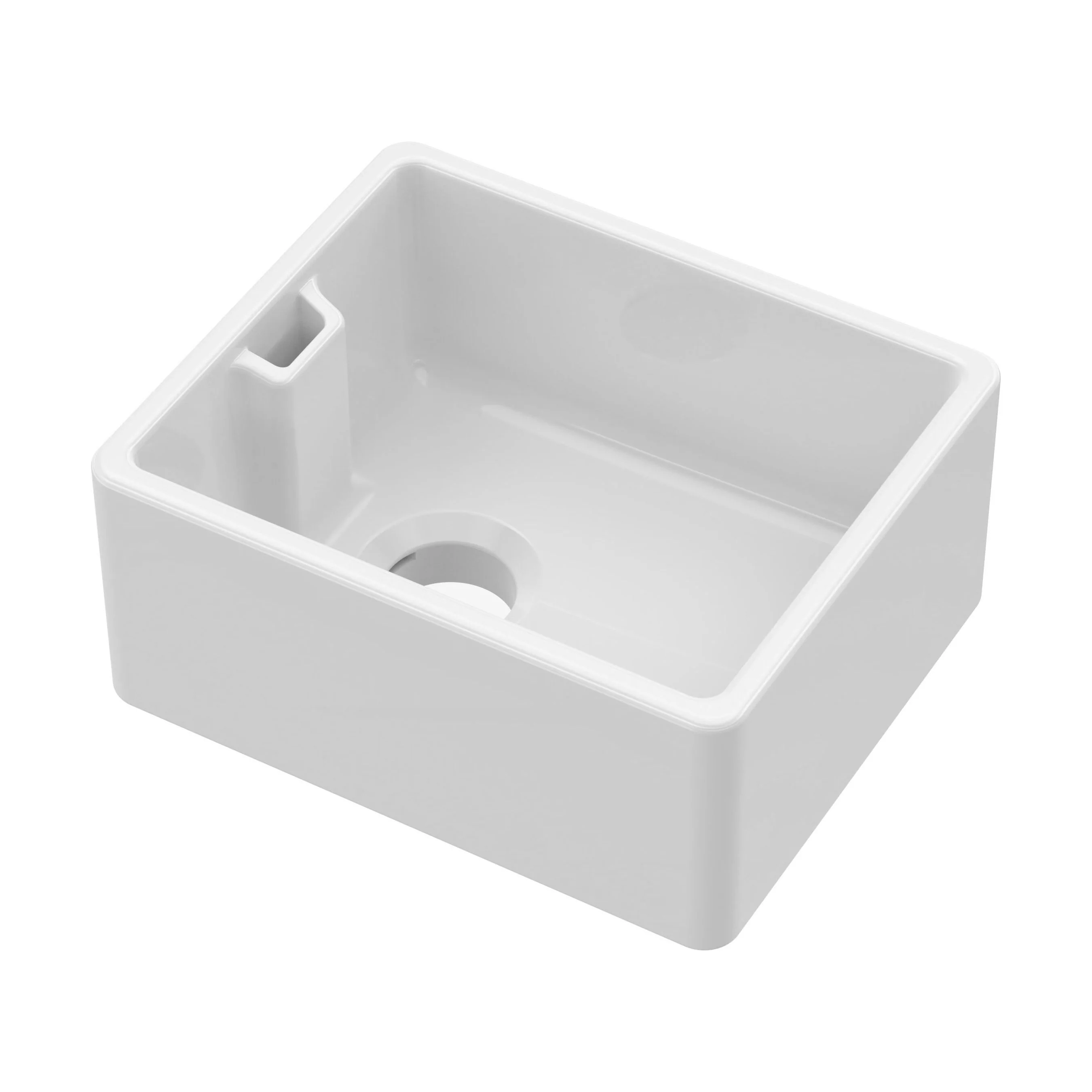 Single Bowl Fireclay Ceramic Belfast Kitchen Sink with Built In Overflow - 595mm - Multiple Colours - Image 9
