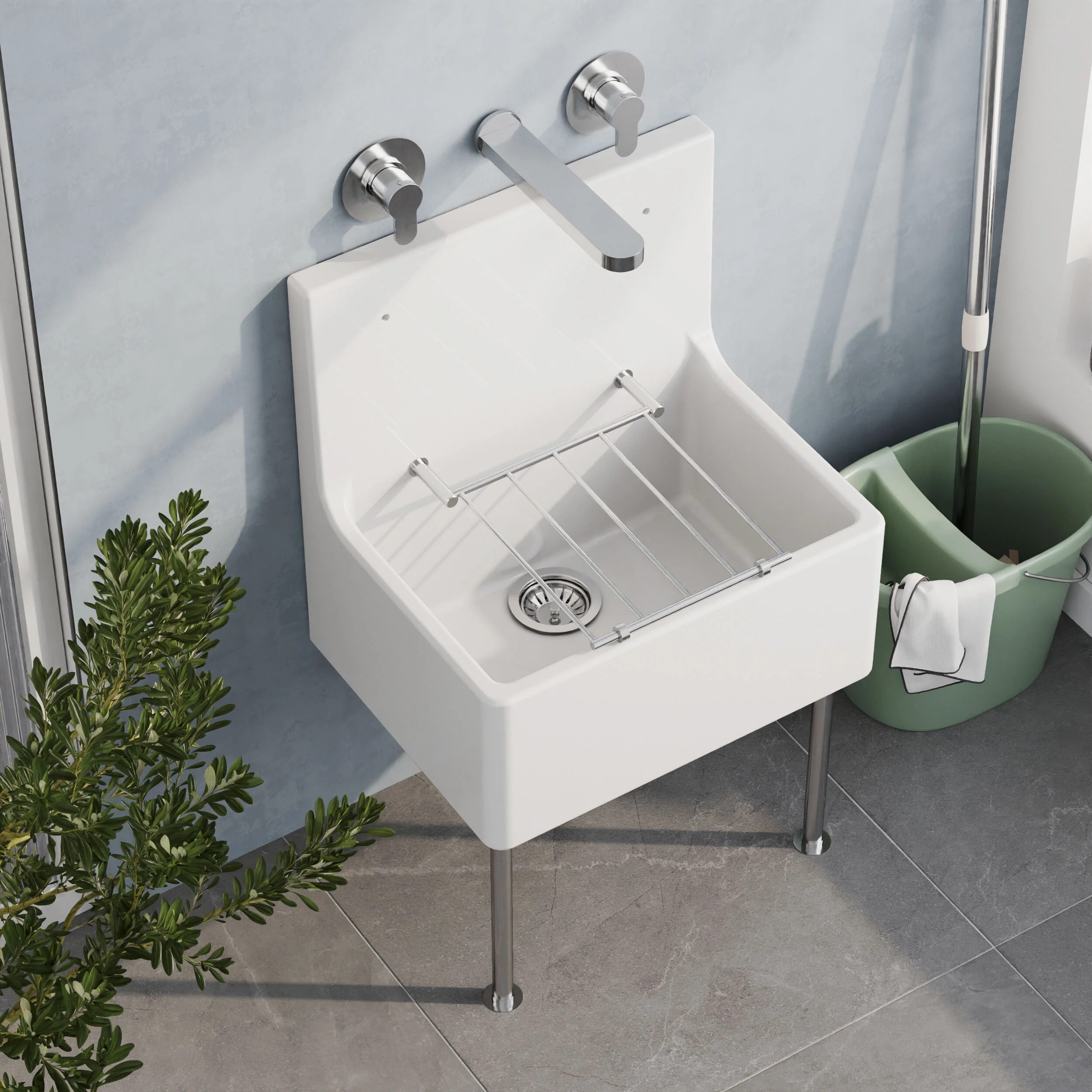 Single Bowl  Fireclay Ceramic Cleaner Sink w.Grid - Multiple Sizes and Accessories - Image 25