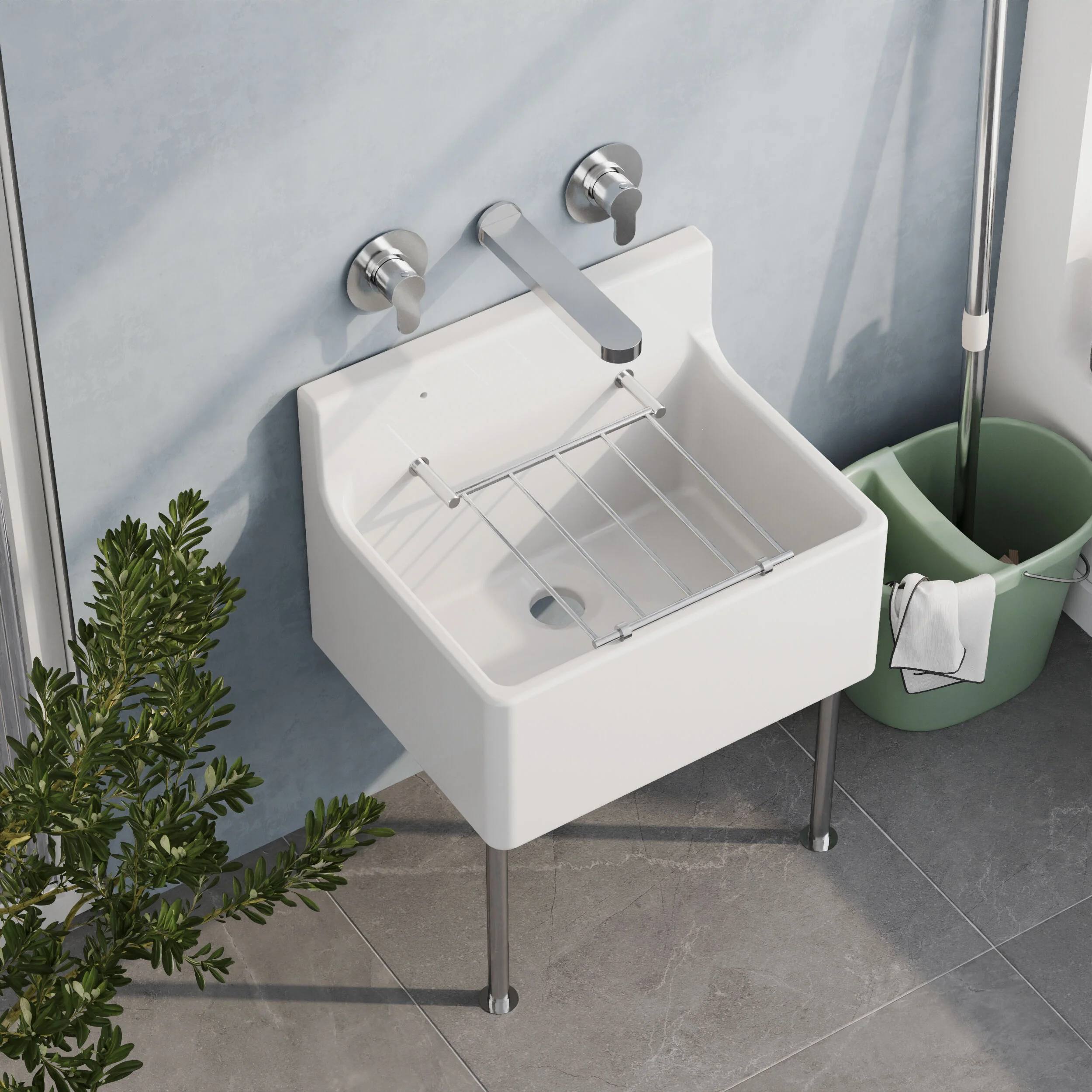 Single Bowl  Fireclay Ceramic Cleaner Sink w.Grid - Multiple Sizes and Accessories - Image 27