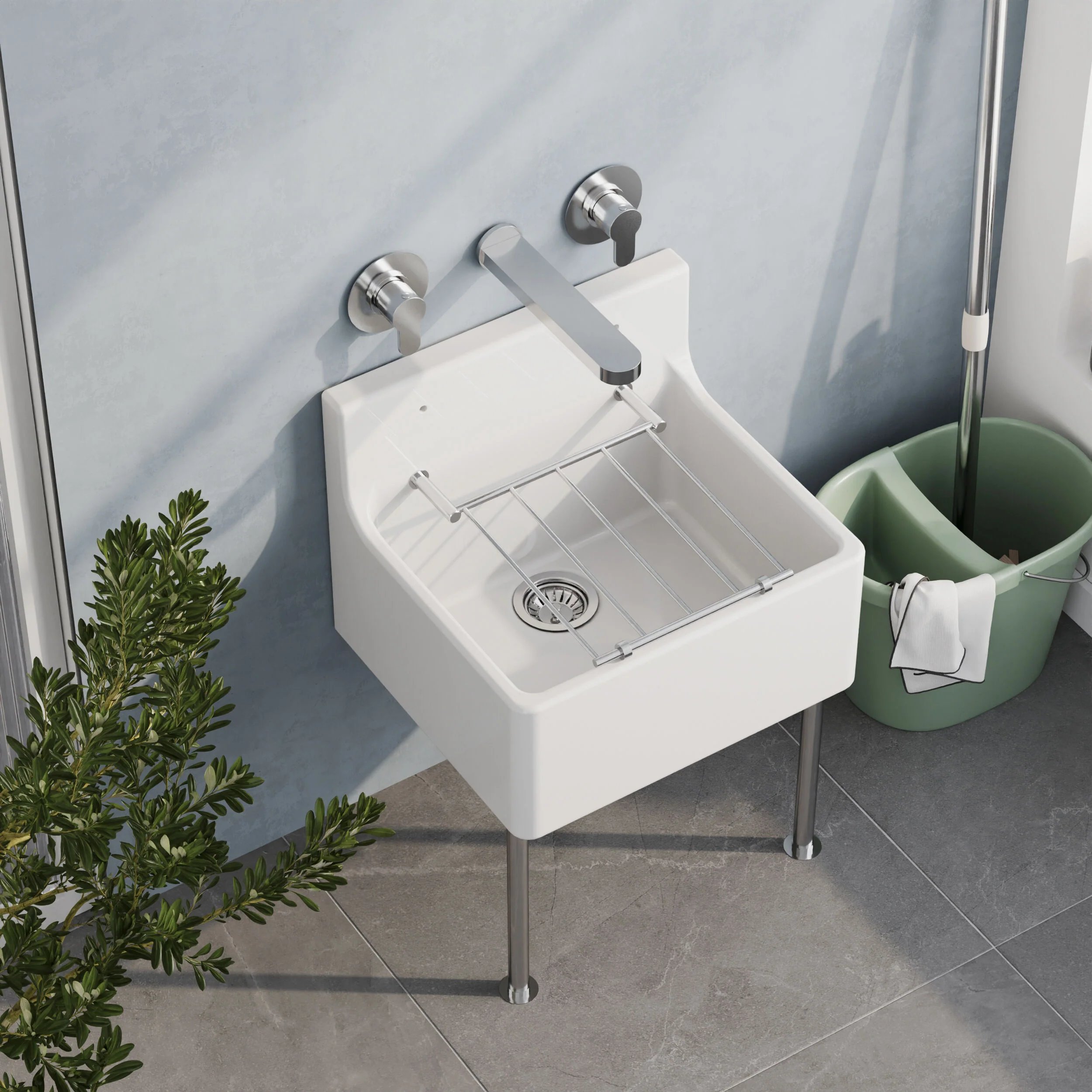 Single Bowl  Fireclay Ceramic Cleaner Sink w.Grid - Multiple Sizes and Accessories - Image 28