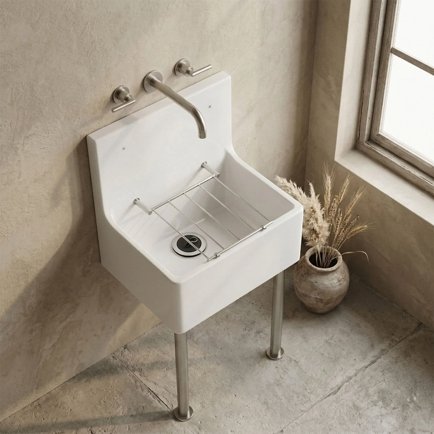 Single Bowl  Fireclay Ceramic Cleaner Sink w.Grid - Multiple Sizes and Accessories - Image 3