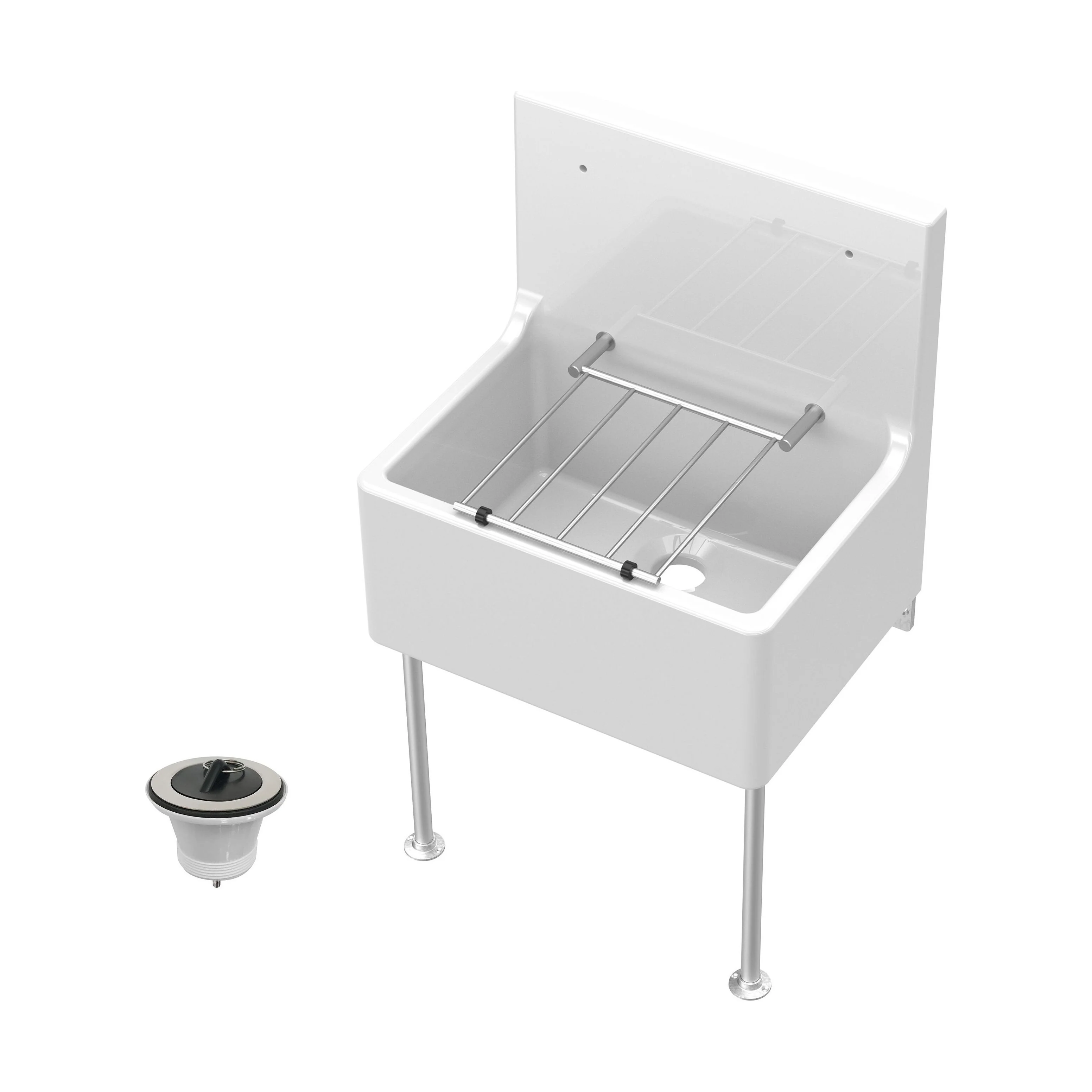 Single Bowl  Fireclay Ceramic Cleaner Sink w.Grid - Multiple Sizes and Accessories - Image 46