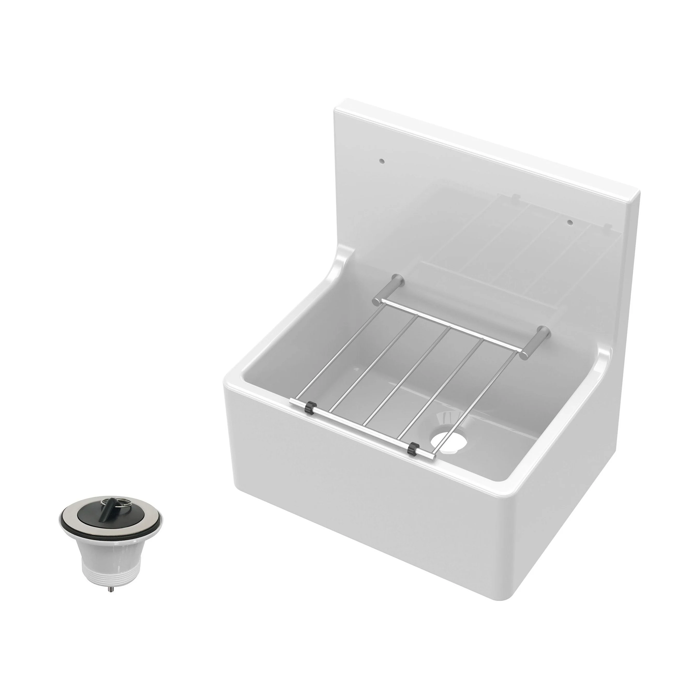 Single Bowl  Fireclay Ceramic Cleaner Sink w.Grid - Multiple Sizes and Accessories - Image 47