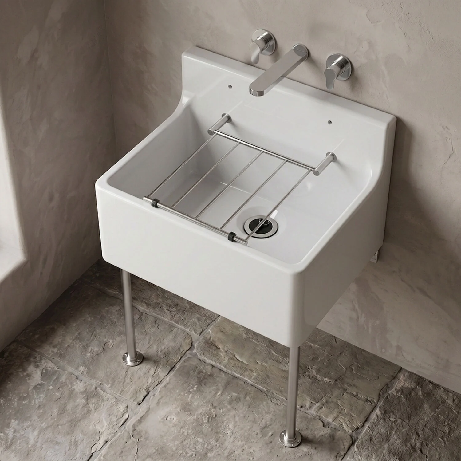 Single Bowl  Fireclay Ceramic Cleaner Sink w.Grid - Multiple Sizes and Accessories - Image 5