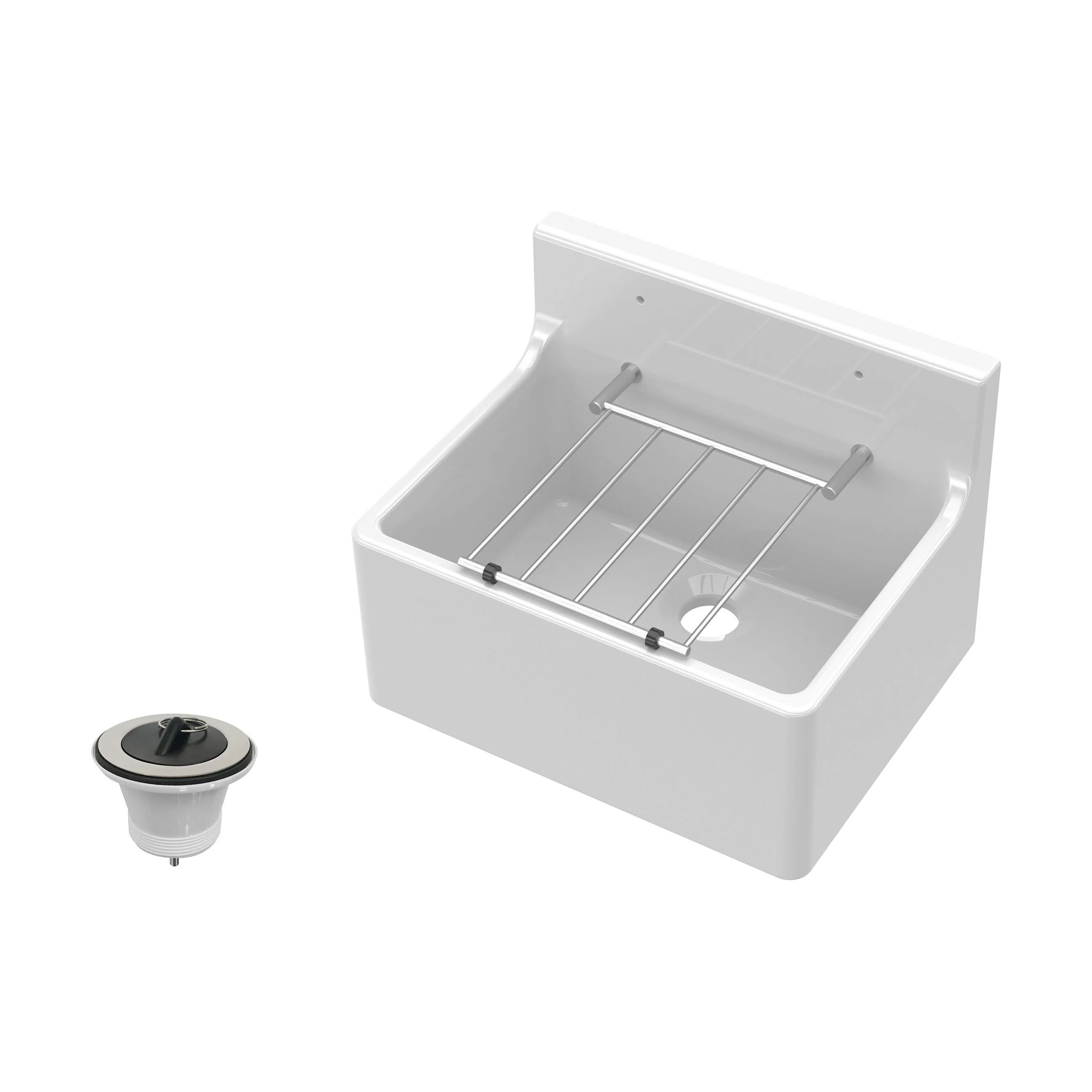 Single Bowl  Fireclay Ceramic Cleaner Sink w.Grid - Multiple Sizes and Accessories - Image 50