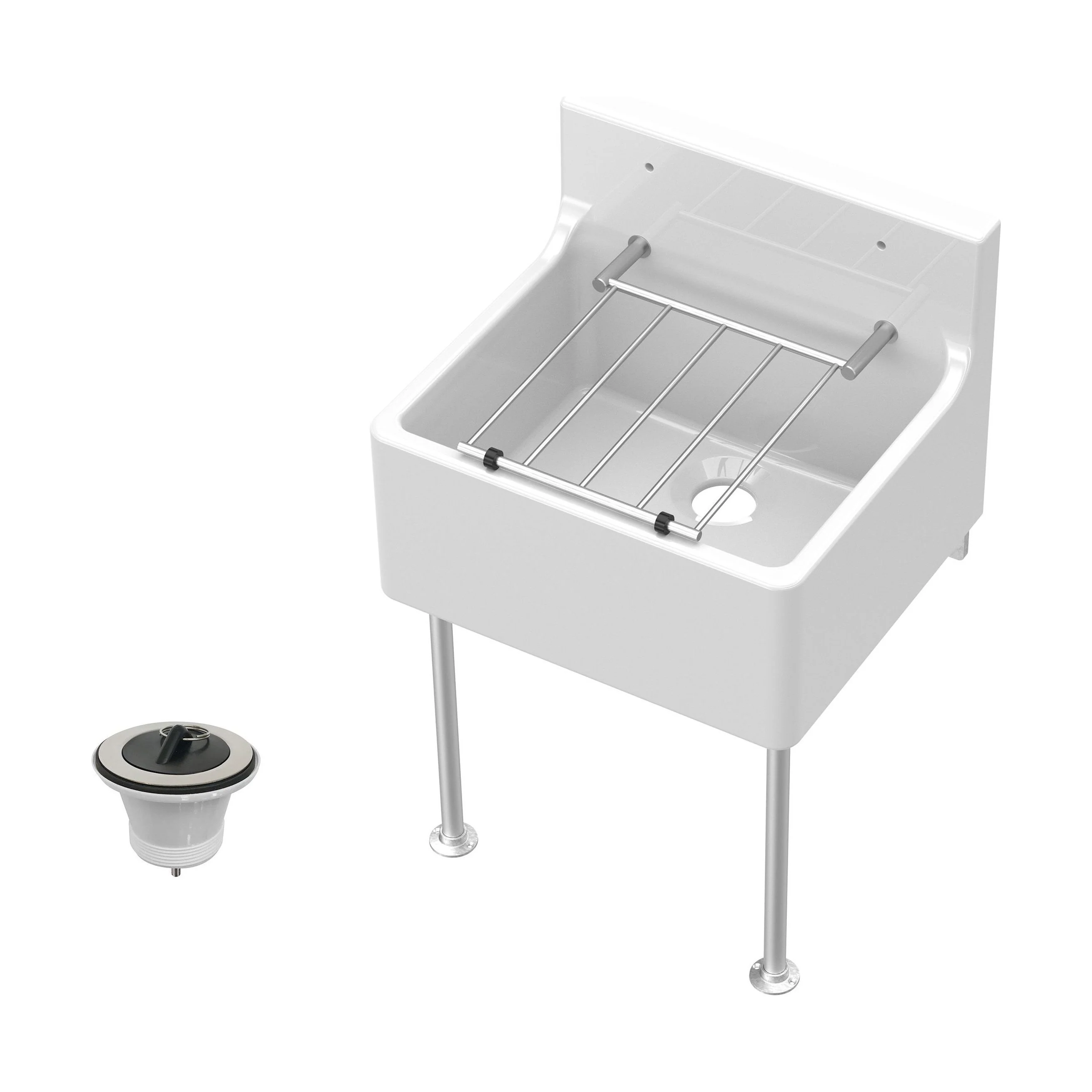 Single Bowl  Fireclay Ceramic Cleaner Sink w.Grid - Multiple Sizes and Accessories - Image 52