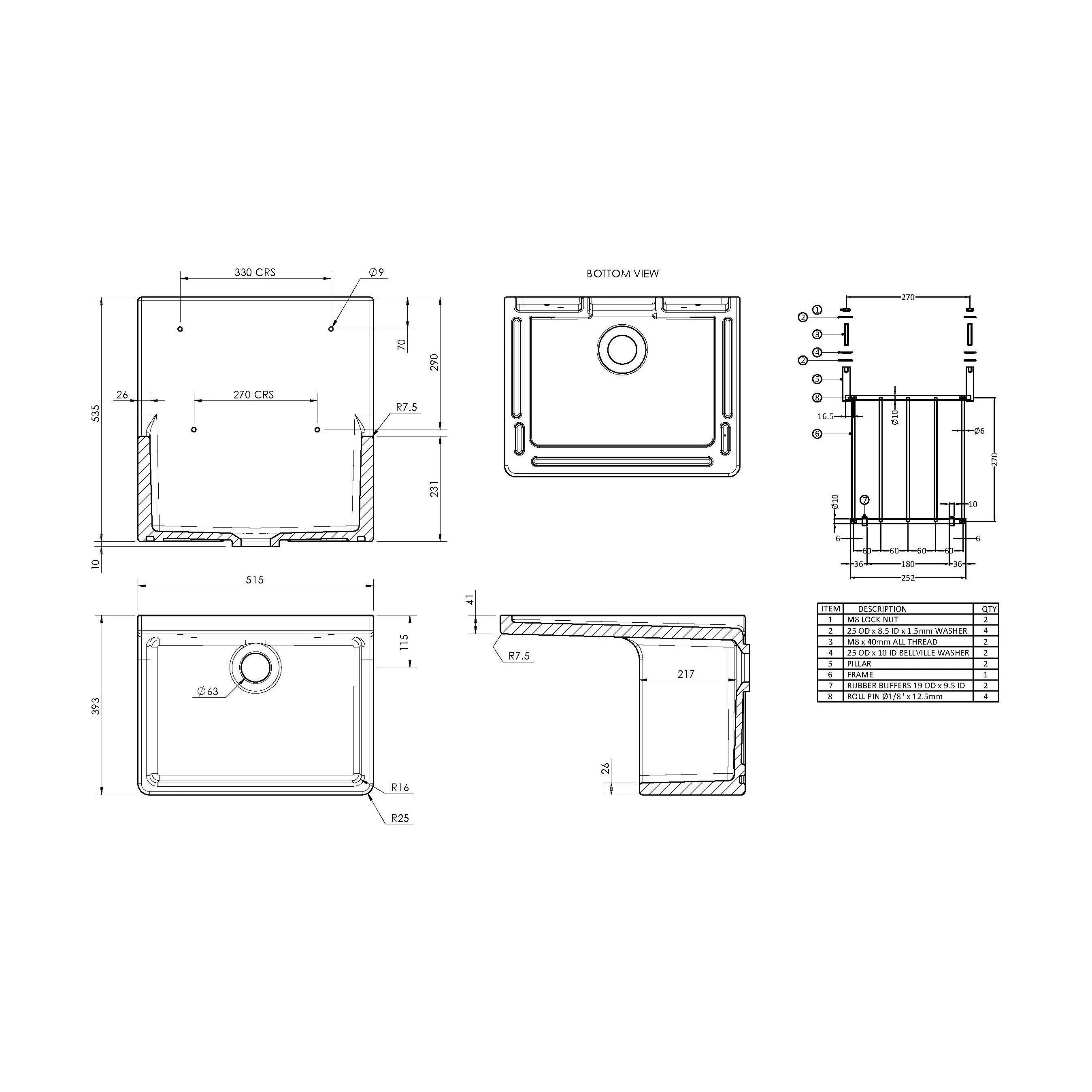 Single Bowl  Fireclay Ceramic Cleaner Sink w.Grid - Multiple Sizes and Accessories - Image 57