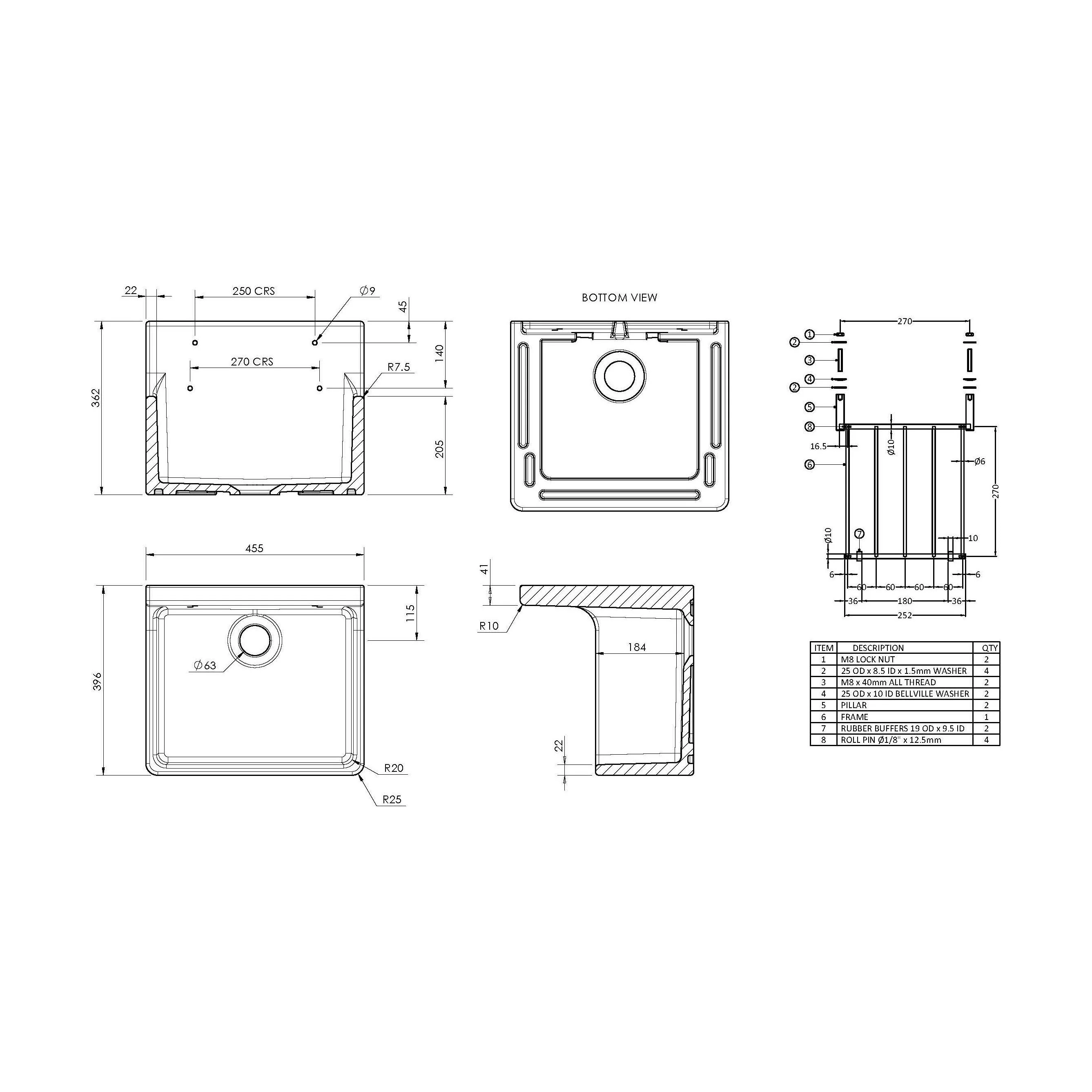 Single Bowl  Fireclay Ceramic Cleaner Sink w.Grid - Multiple Sizes and Accessories - Image 63