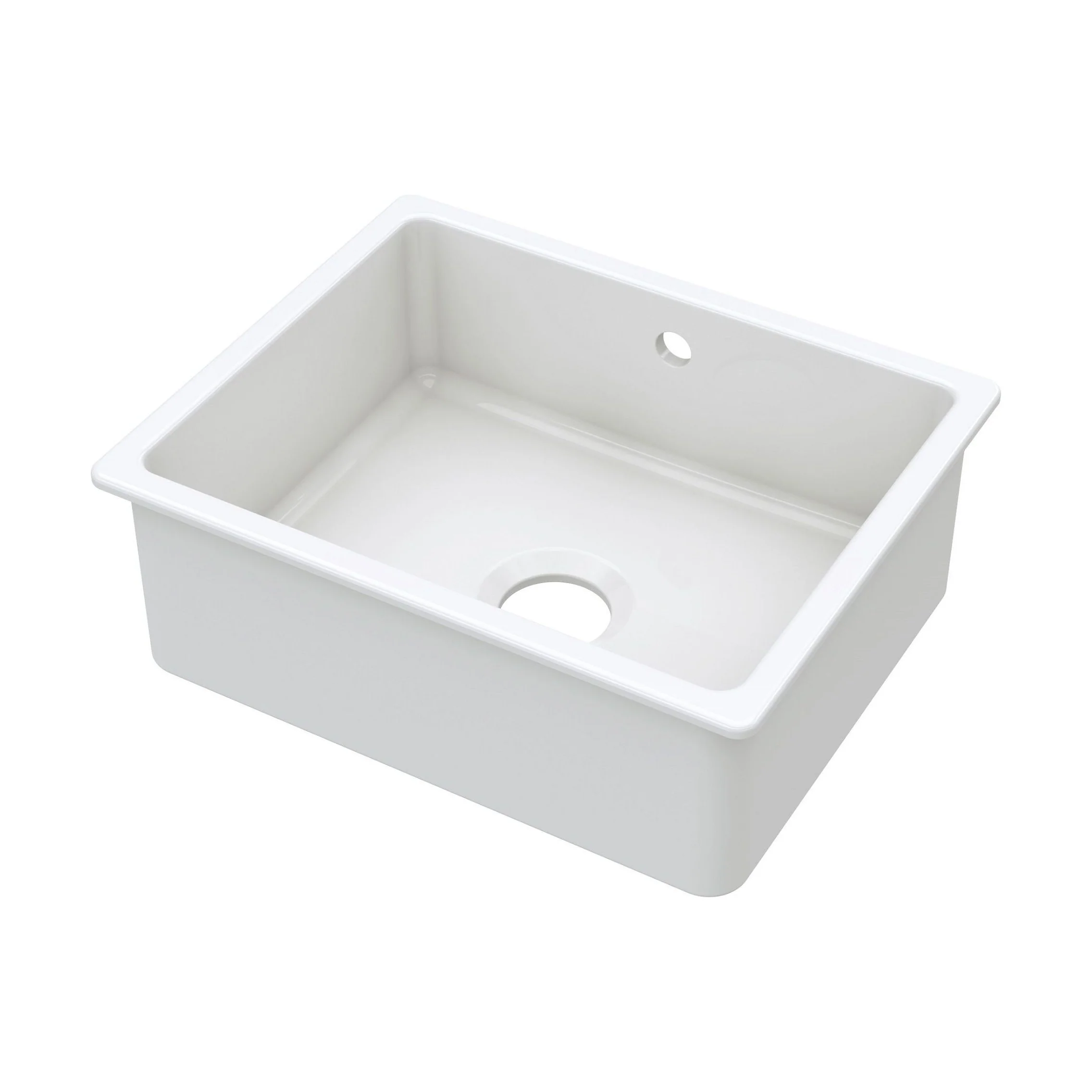 Single Bowl Fireclay Ceramic Square Undermount Kitchen Sink with Overflow - 548mm - Choice of Finish - Image 7