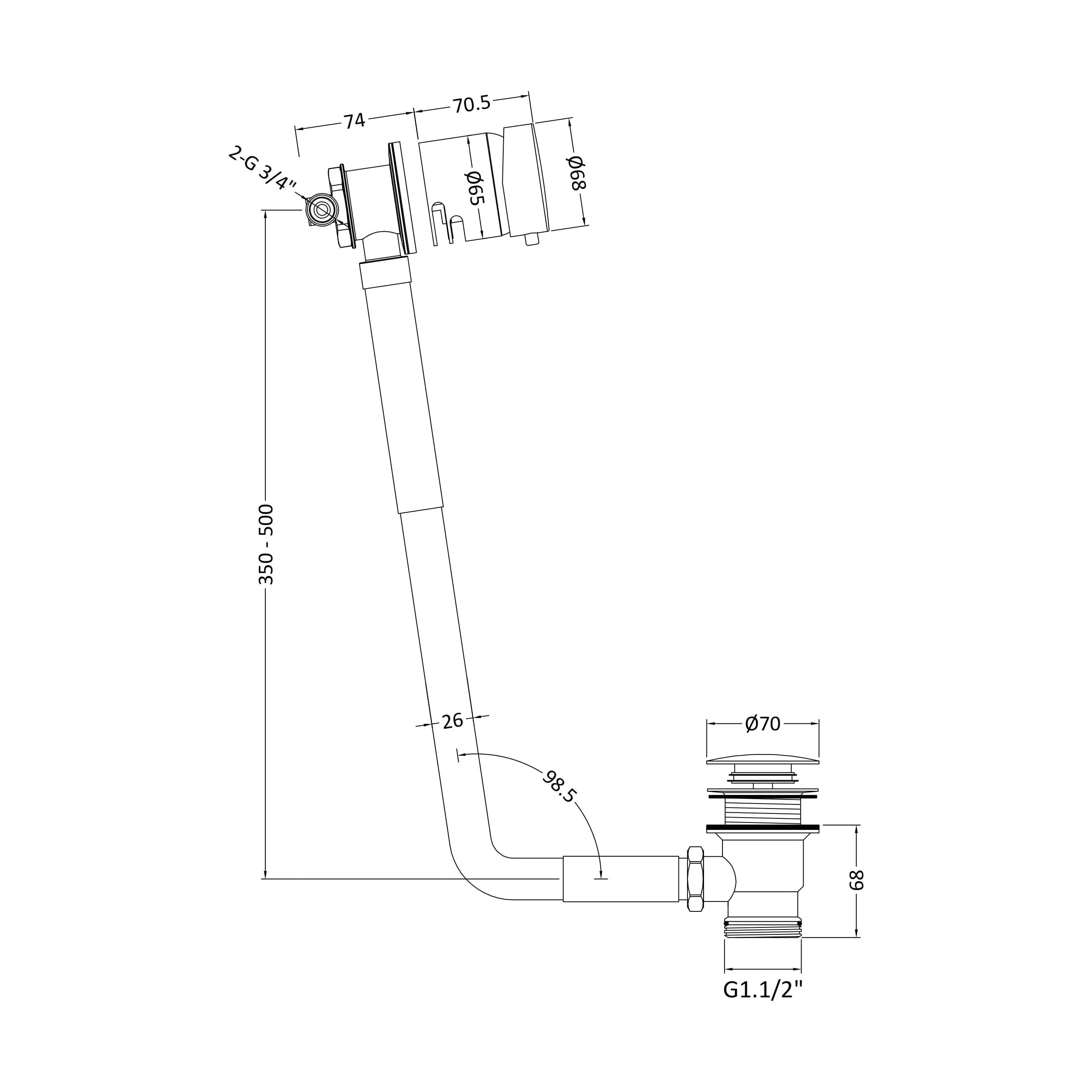 Single Lever Freeflow Bath Filler - Image 2