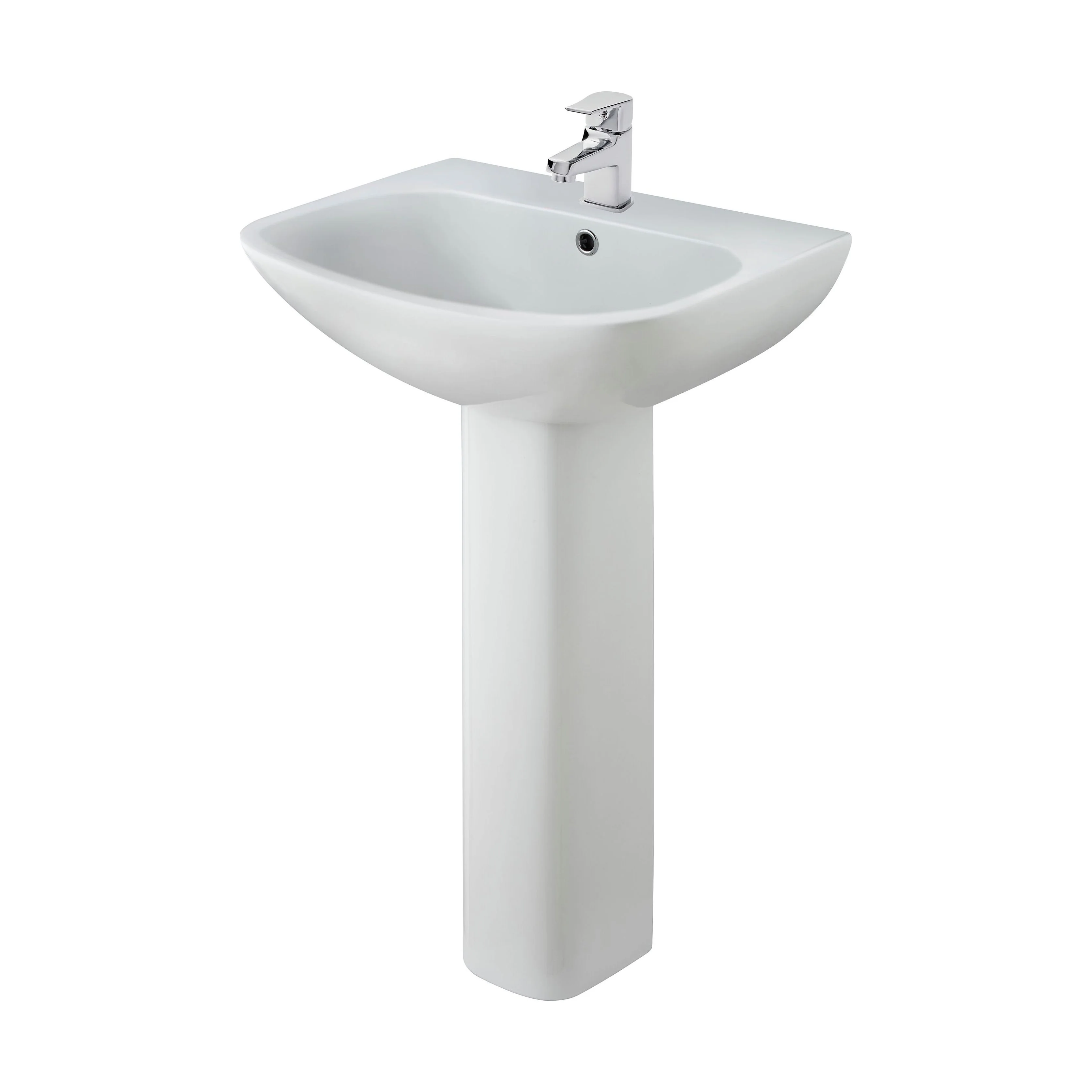 Hilderstone Modern 1 Tap Hole Basin and Pedestal - 545mm - Image 5