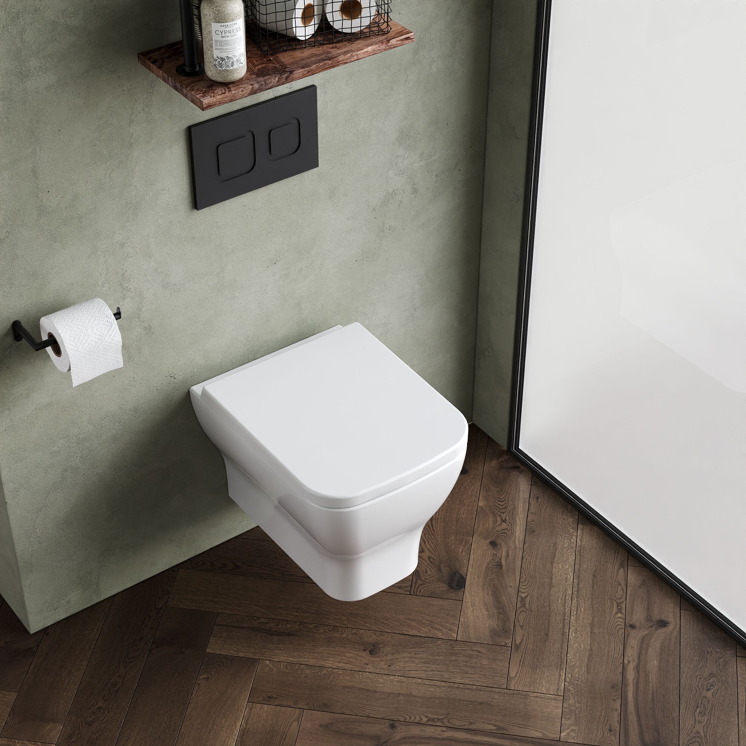 Hilderstone Modern Wall Hung Toilet Pan with Soft Close Seat - Image 3