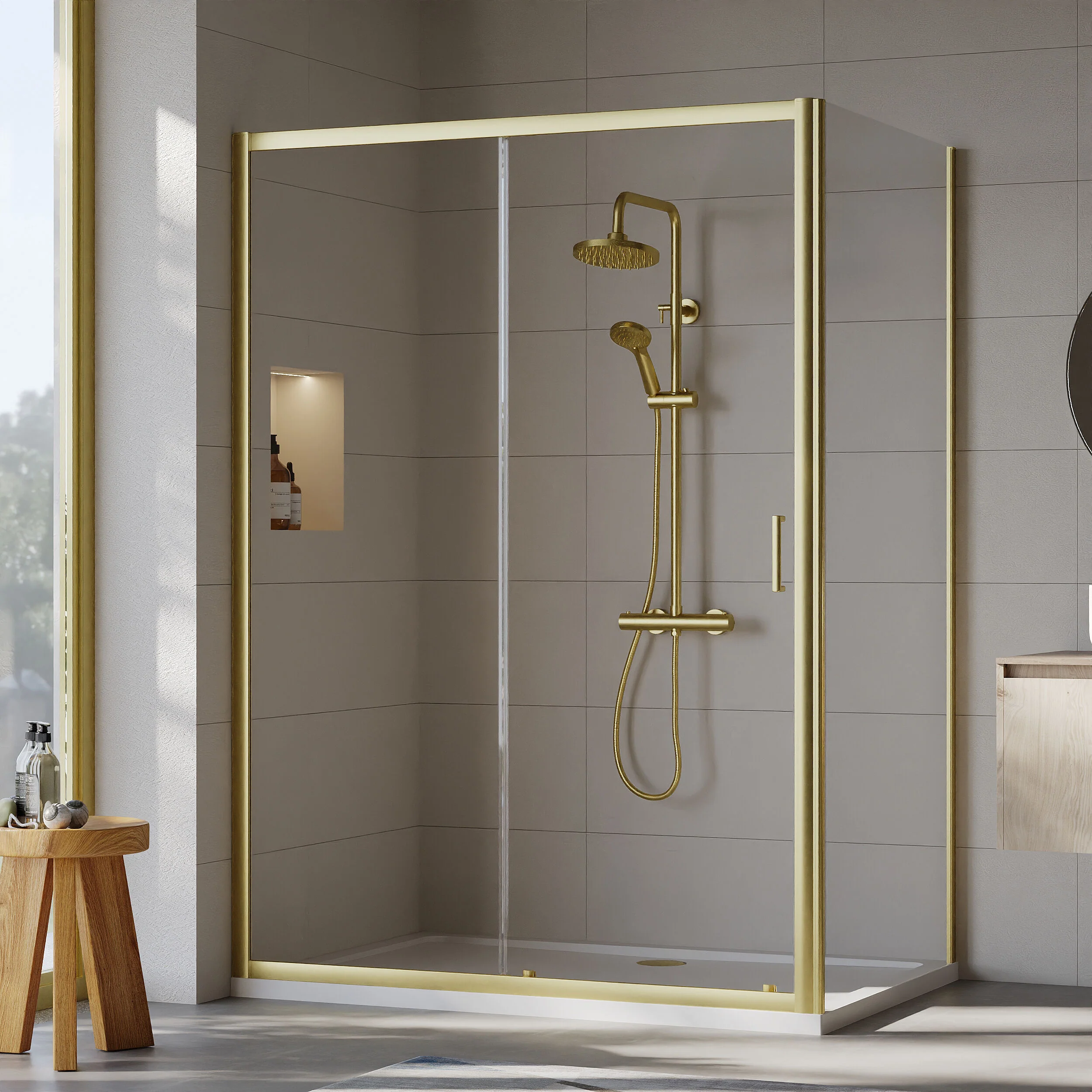 Almington Sliding Shower Door, Side Panel and Shower Tray - Choice of Size and Finish - Image 104