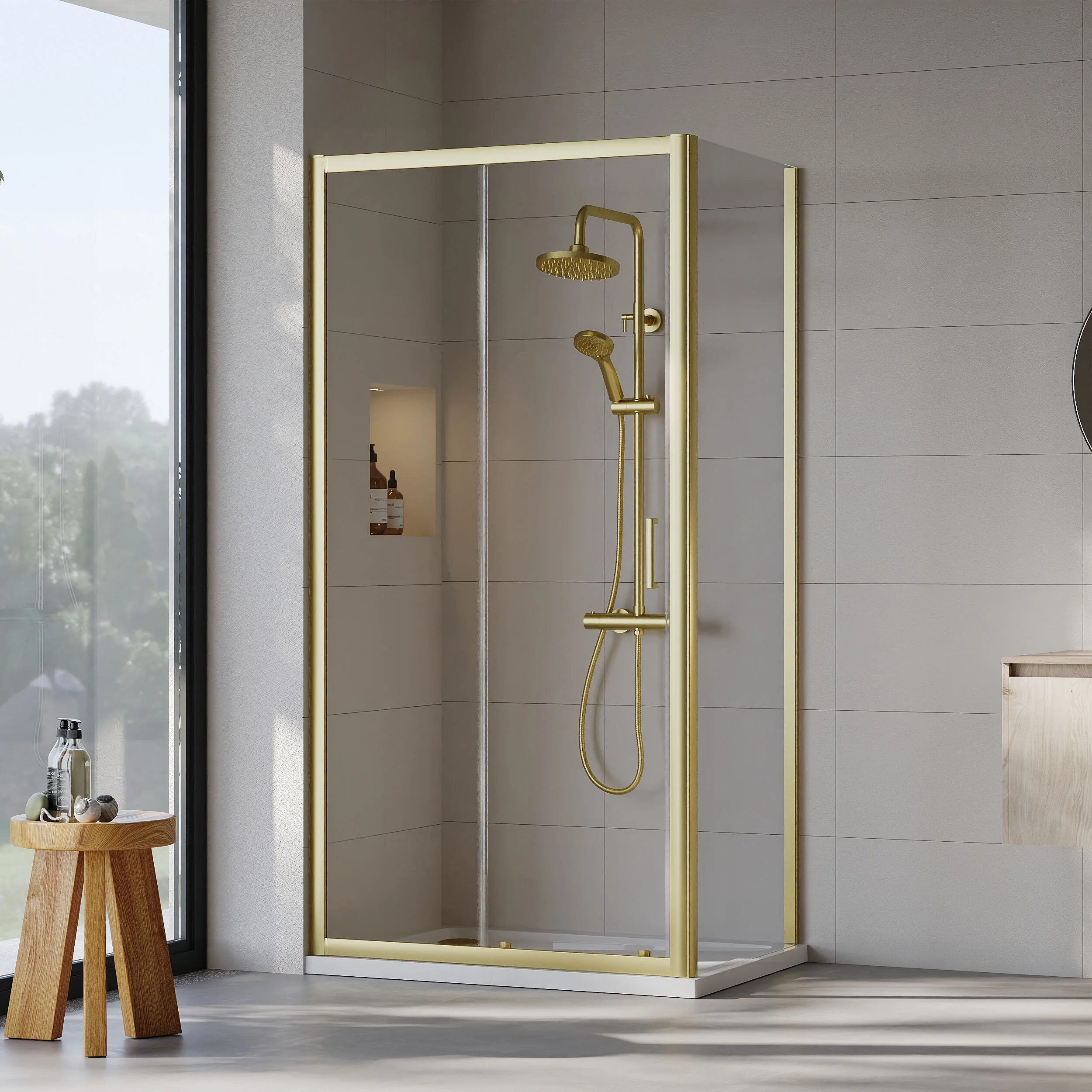 Almington Sliding Shower Door, Side Panel and Shower Tray - Choice of Size and Finish - Image 39