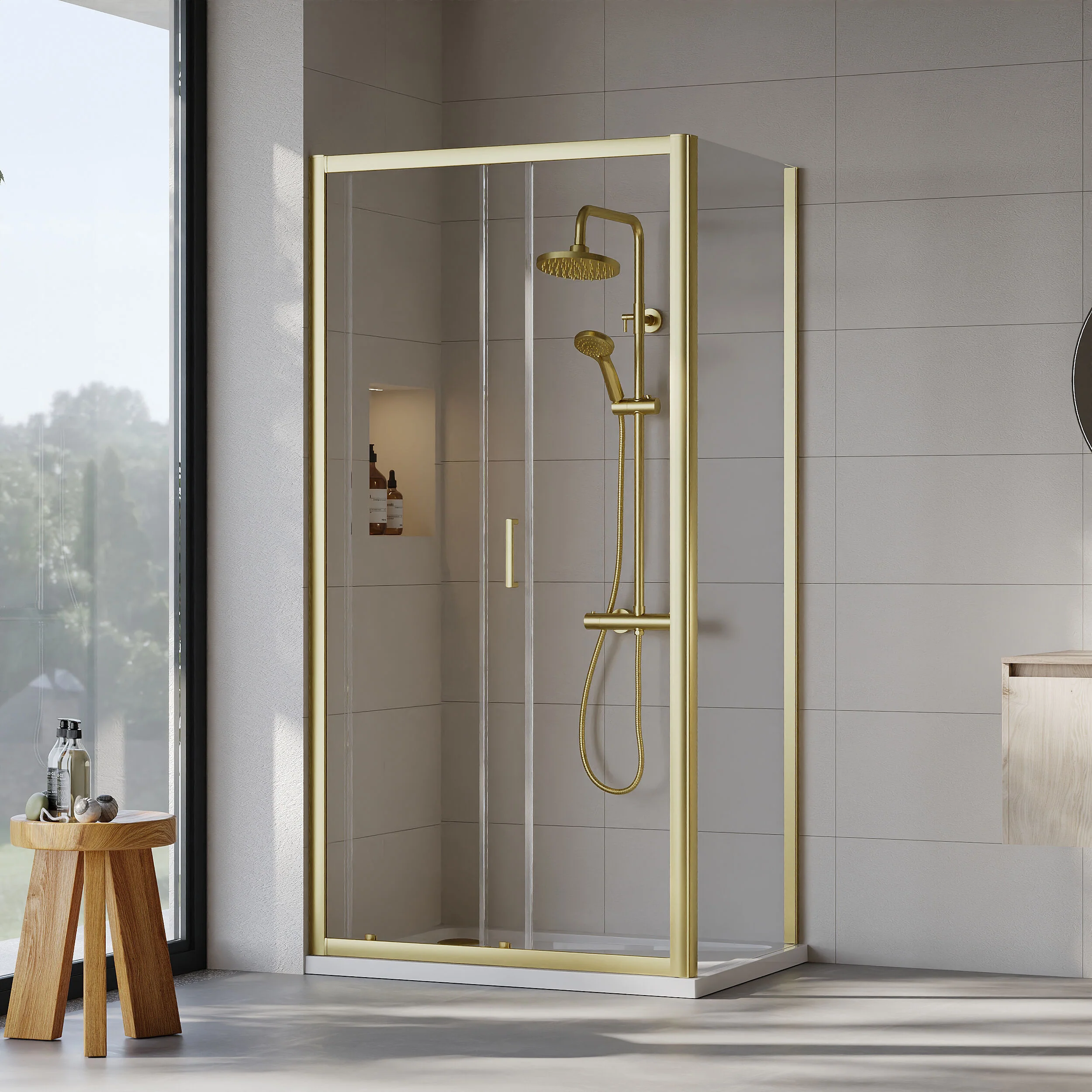 Almington Sliding Shower Door, Side Panel and Shower Tray - Choice of Size and Finish - Image 40