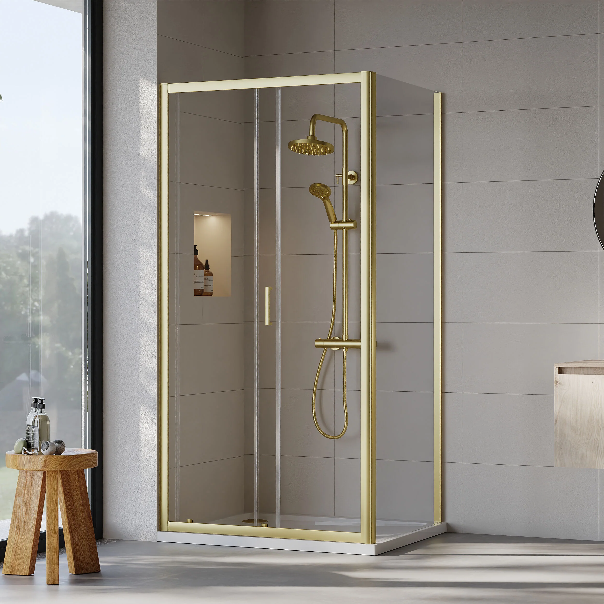 Almington Sliding Shower Door, Side Panel and Shower Tray - Choice of Size and Finish - Image 52