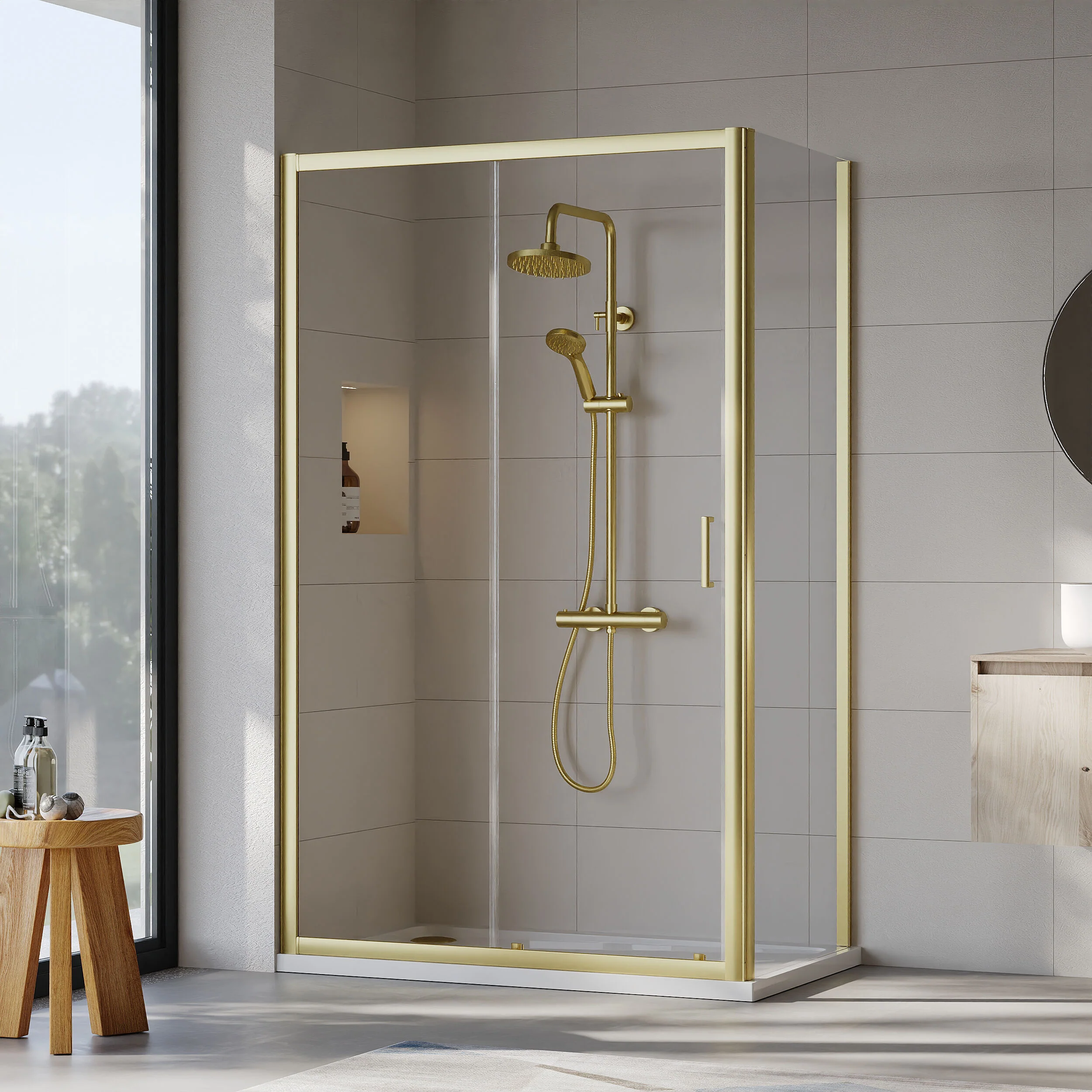 Almington Sliding Shower Door, Side Panel and Shower Tray - Choice of Size and Finish - Image 63