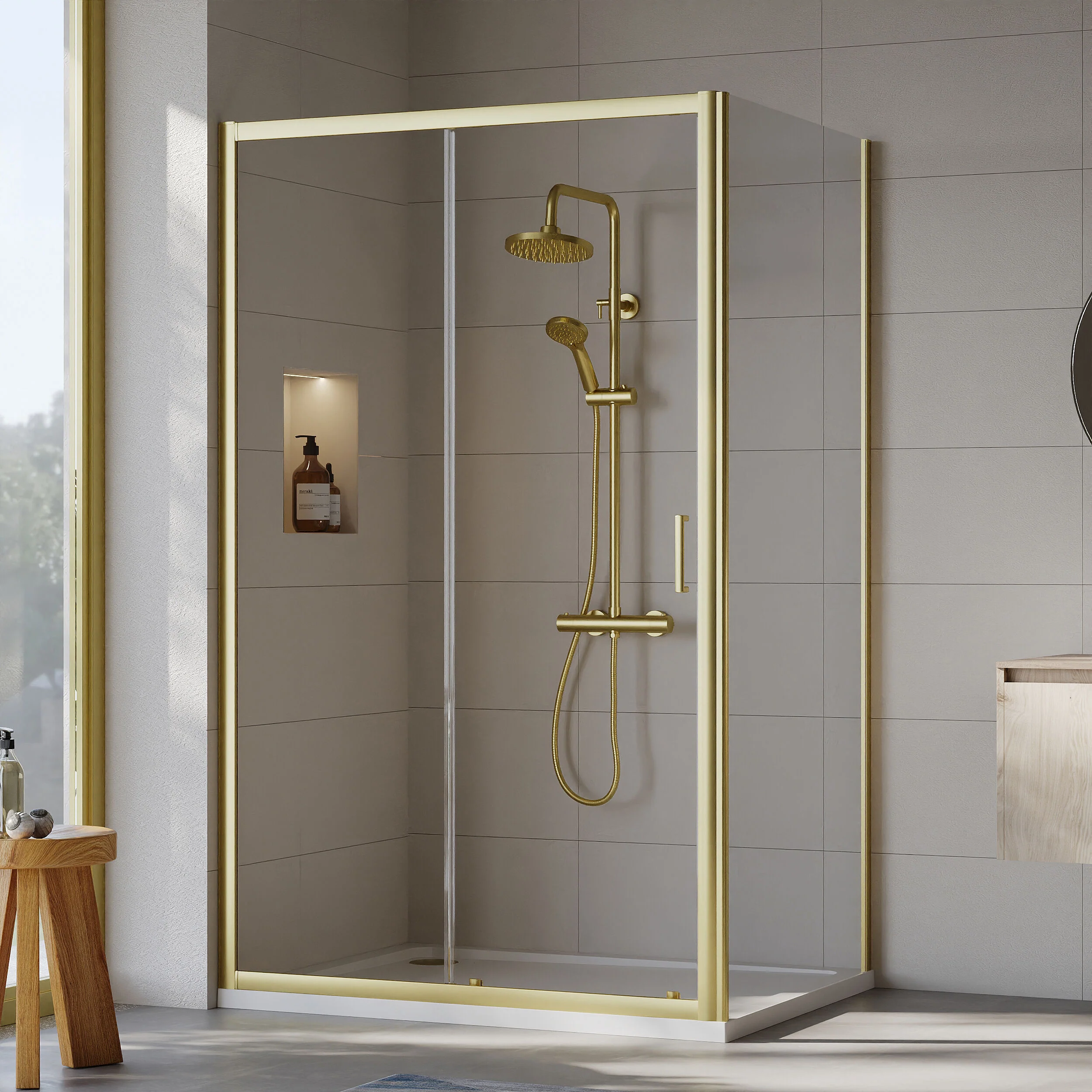 Almington Sliding Shower Door, Side Panel and Shower Tray - Choice of Size and Finish - Image 80