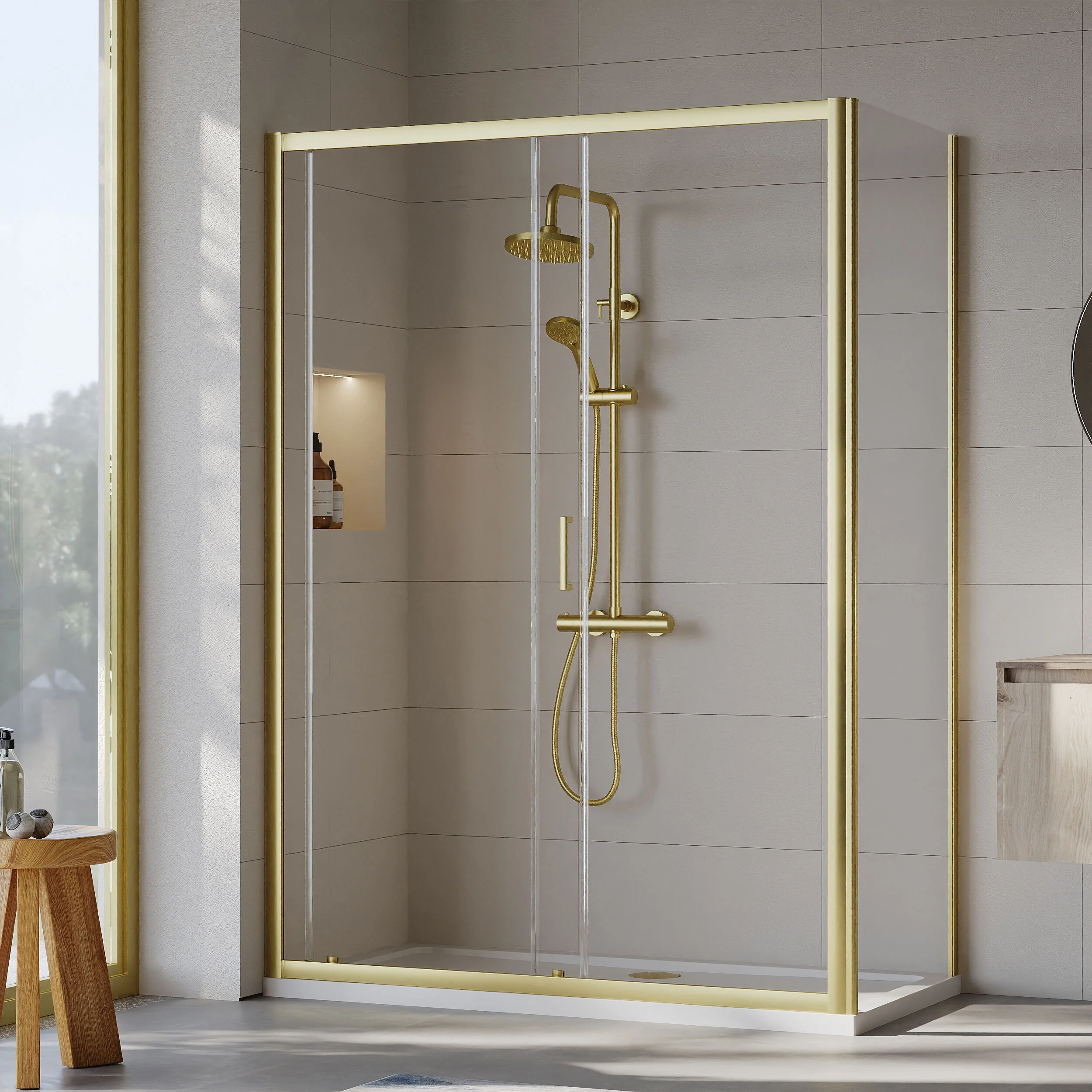 Almington Sliding Shower Door, Side Panel and Shower Tray - Choice of Size and Finish - Image 87