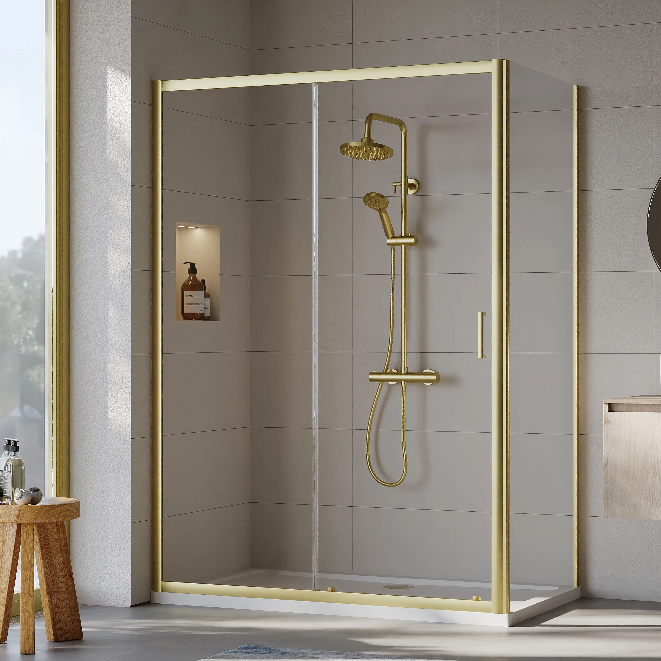 Almington Sliding Shower Door, Side Panel and Shower Tray - Choice of Size and Finish - Image 98