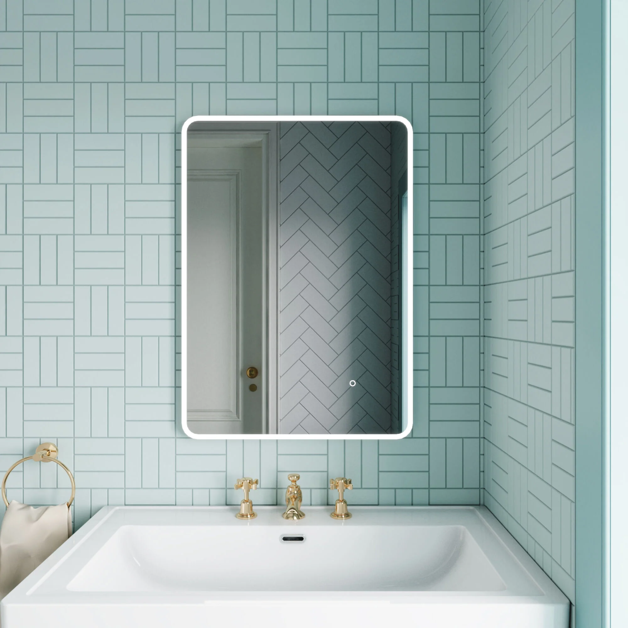 Talke Soft Square LED Illuminated Touch Sensor Mirror with Demister, 700mm x 500mm - Image 2