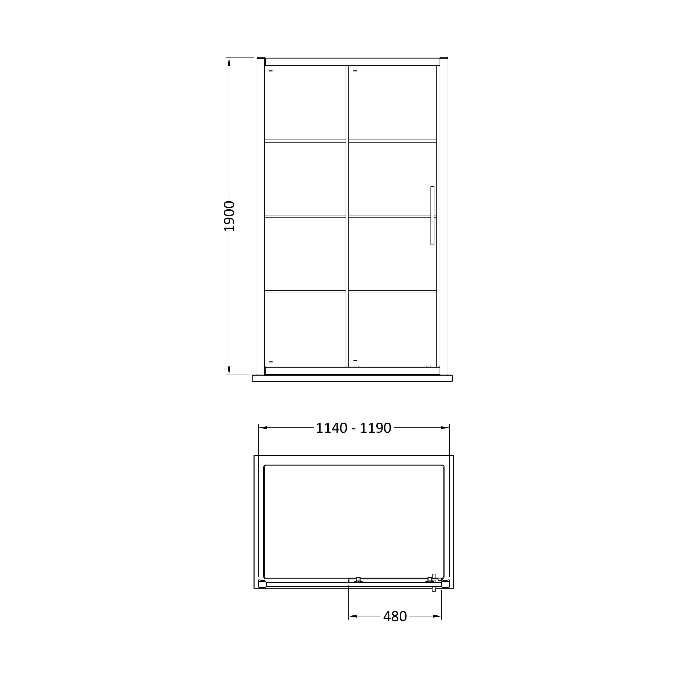 Kinver 8mm Toughened Safety Glass Sliding Shower Door, Black - Choice of Size - Image 3