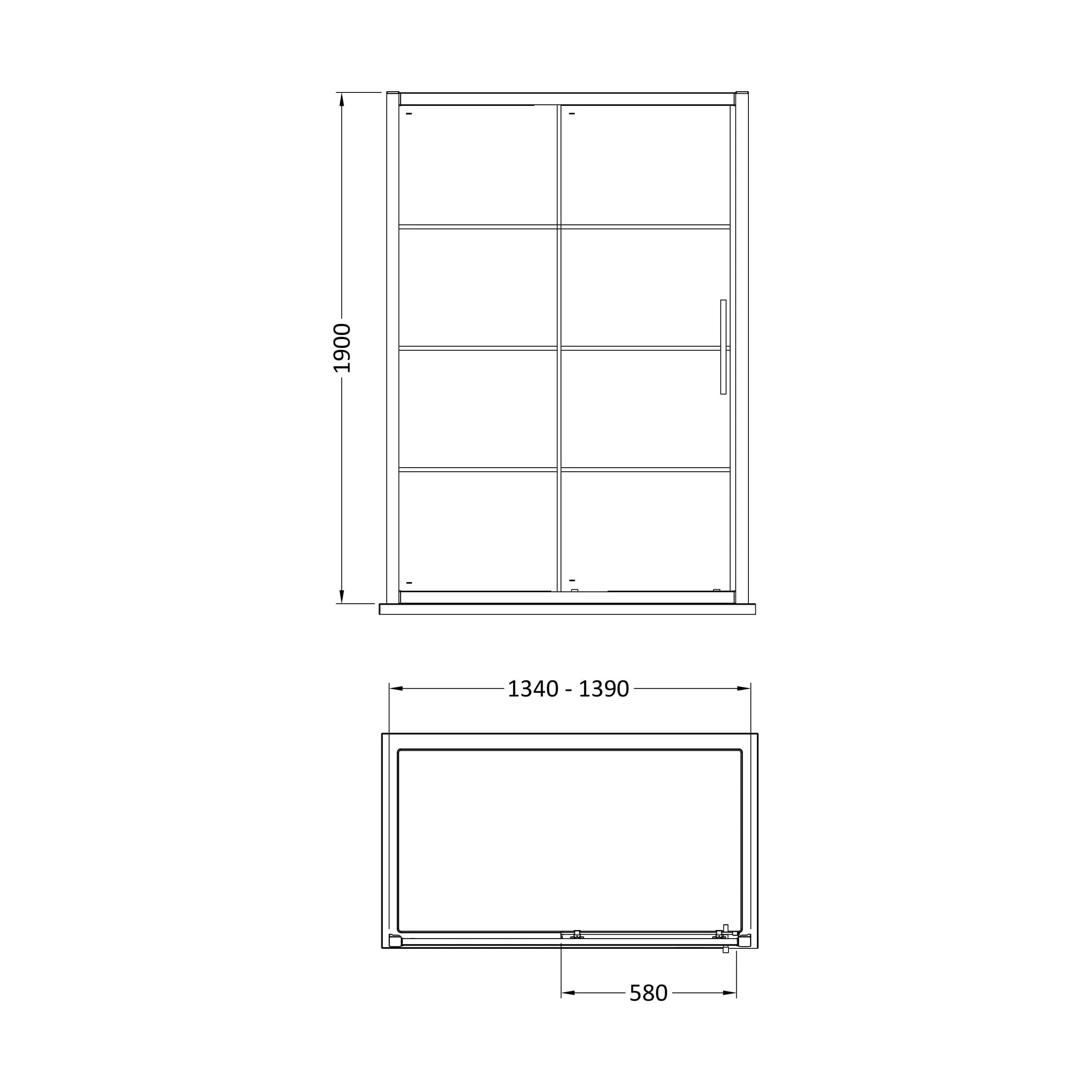 Kinver 8mm Toughened Safety Glass Sliding Shower Door, Black - Choice of Size - Image 4