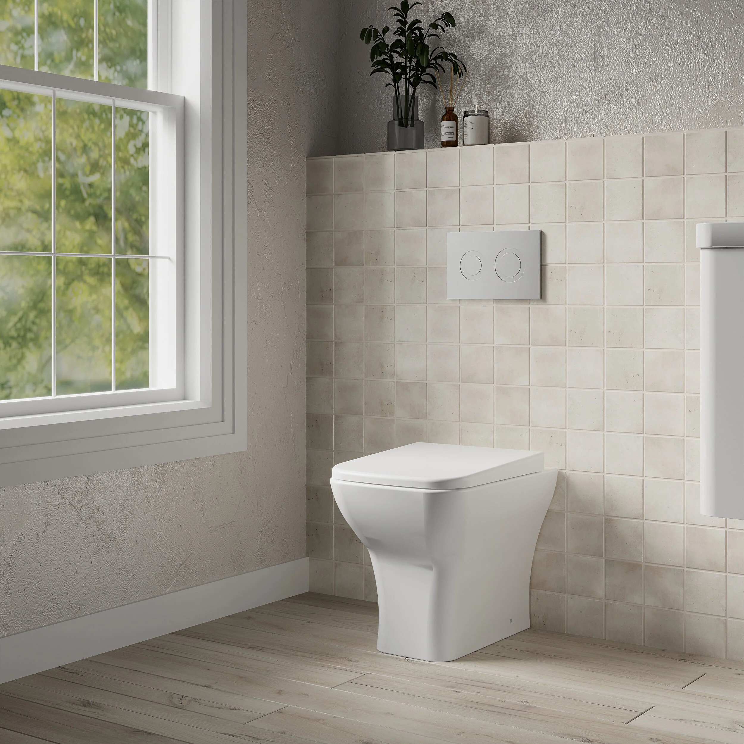 Hilderstone Modern Back to Wall Toilet Pan with Soft Close Seat - Image 4