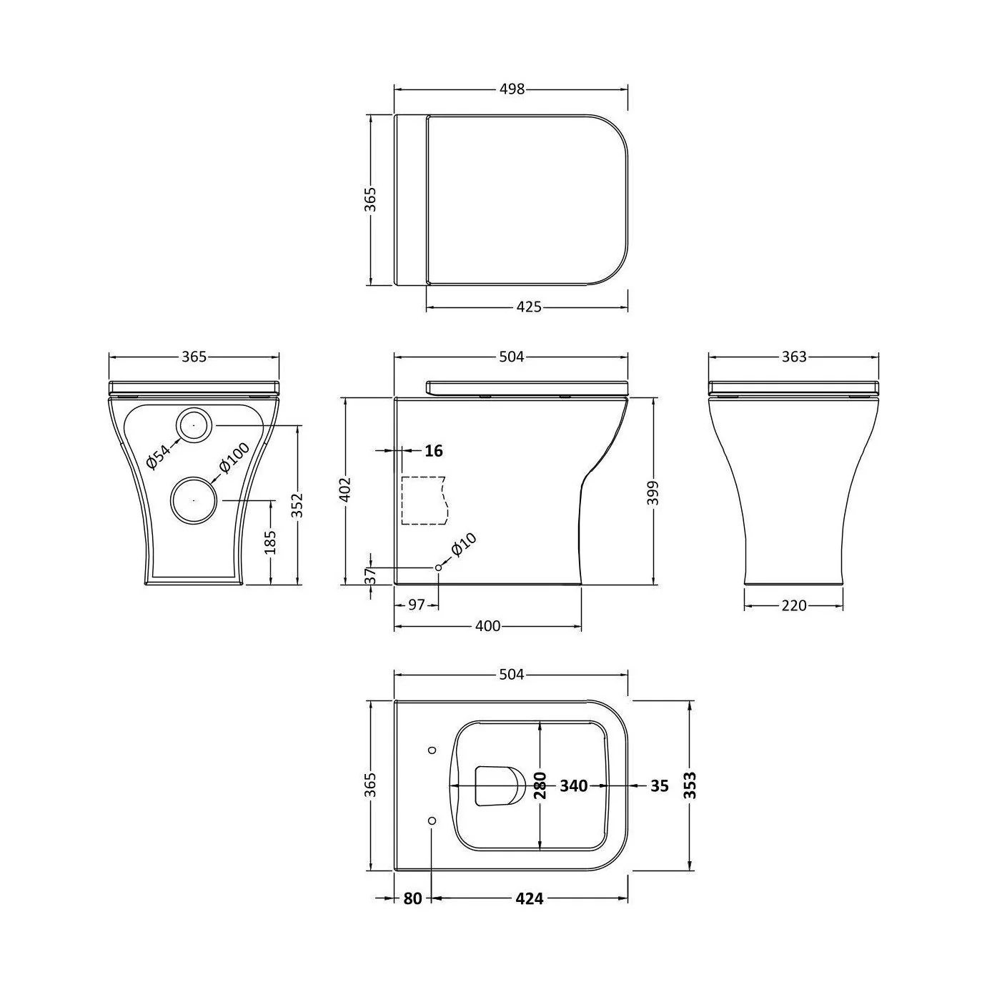 Hilderstone Modern Back to Wall Toilet Pan with Soft Close Seat - Image 5