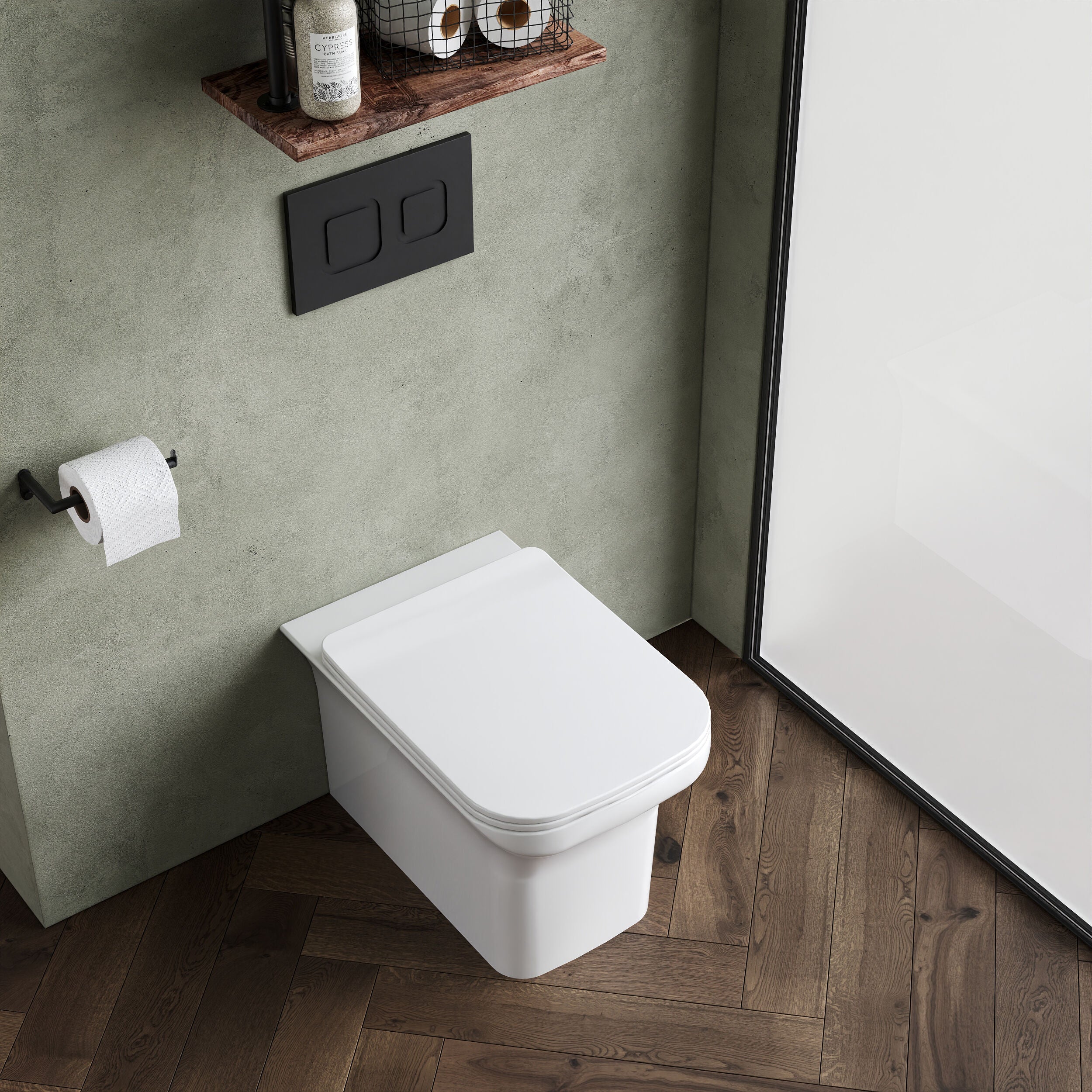 Hilderstone Modern Back to Wall Toilet Pan with Soft Close Seat - Image 3