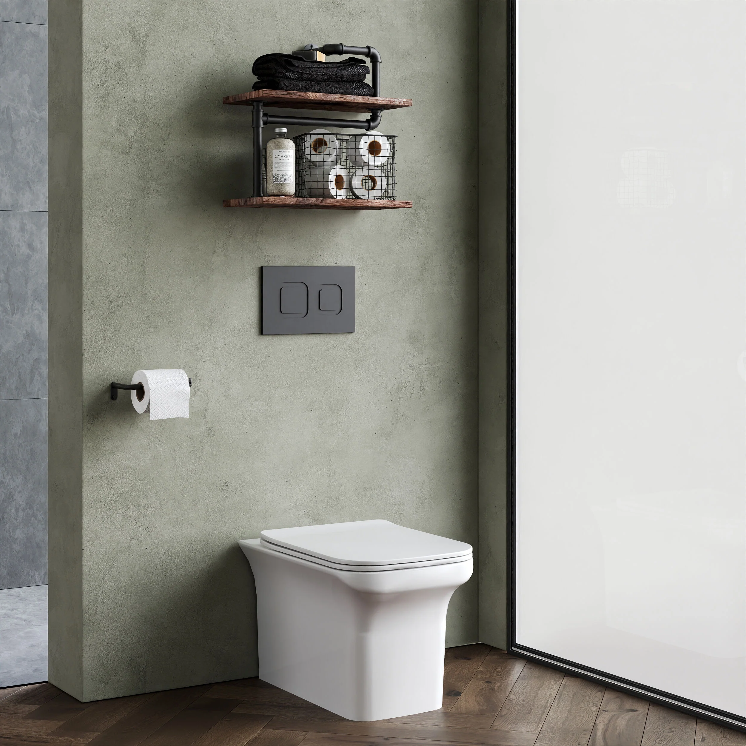 Hilderstone Modern Back to Wall Toilet Pan with Soft Close Seat - Image 4