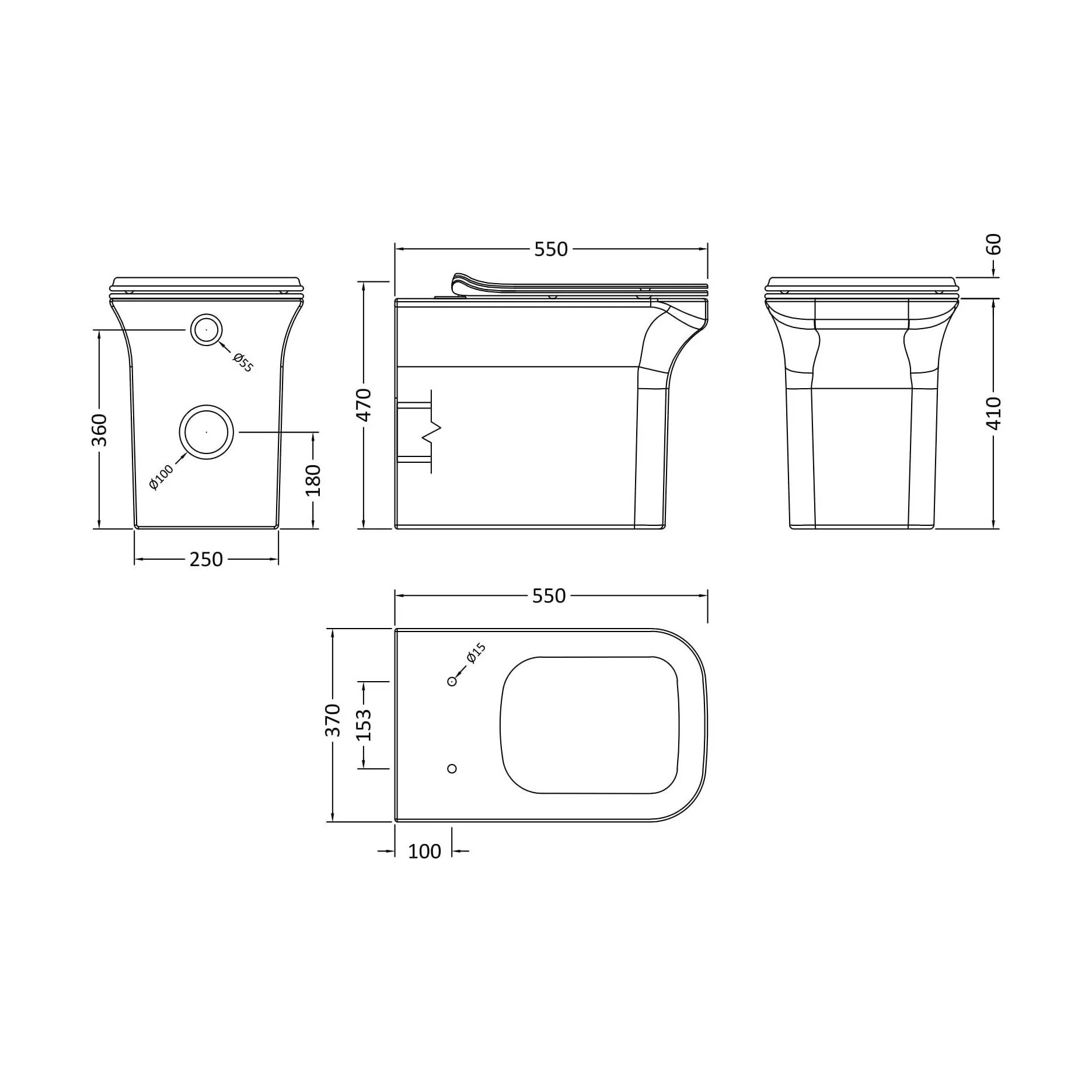 Hilderstone Modern Back to Wall Toilet Pan with Soft Close Seat - Image 5
