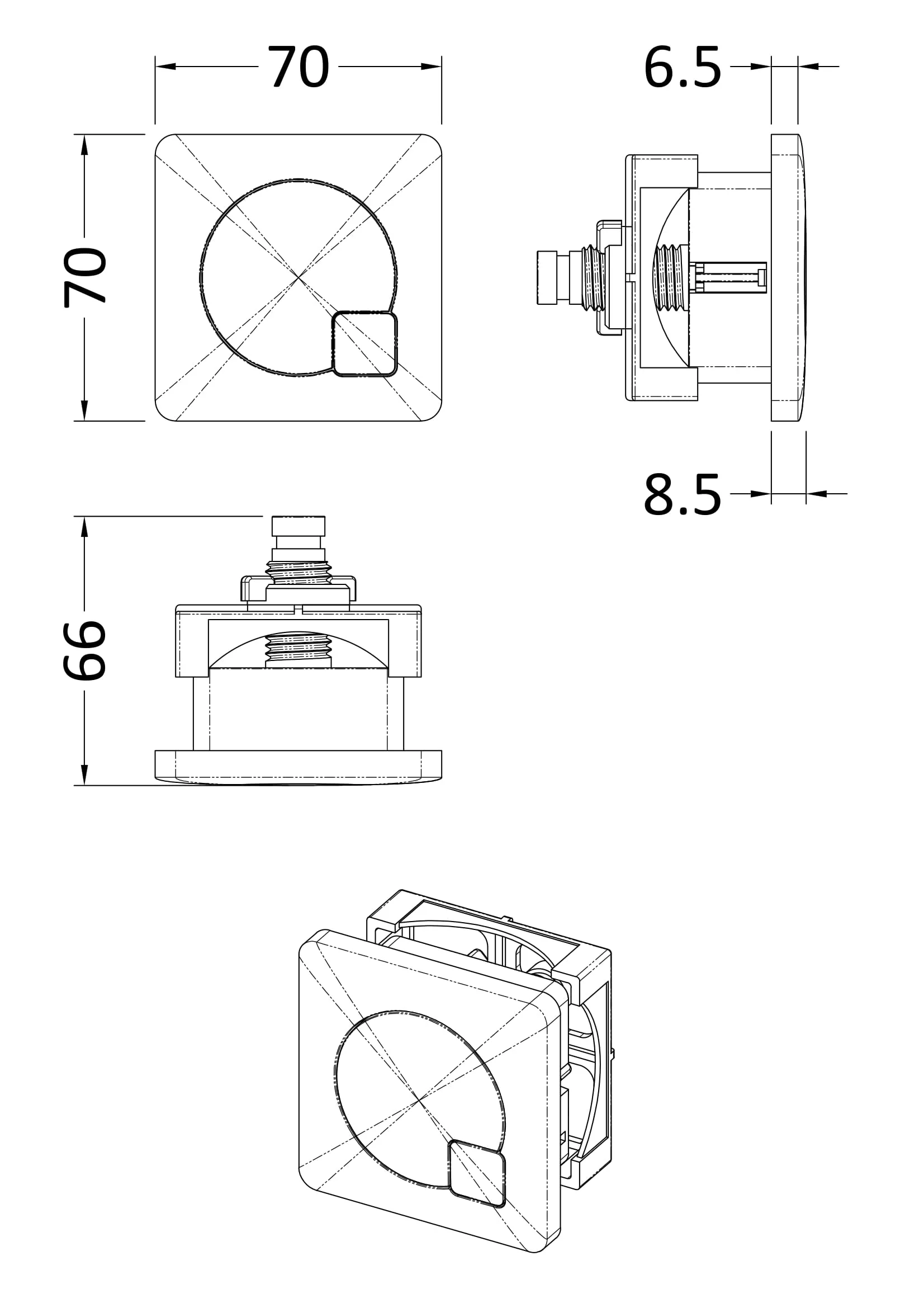 Square Dual Flush Push Button, Choice of Colour - Image 2