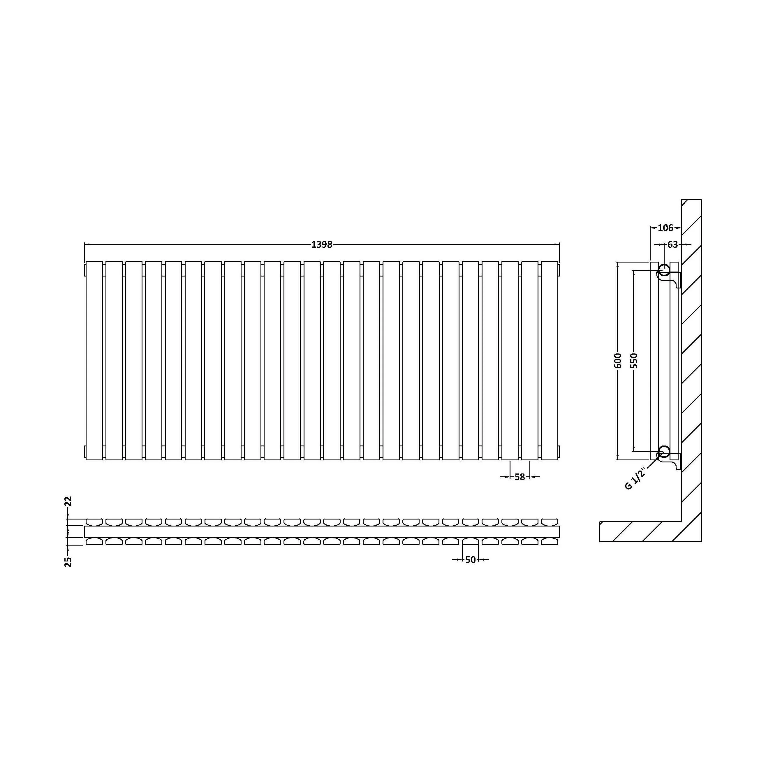 Edingale Contemporary Square Horizontal Double Panel Radiator - Choice of Size and Colour - Image 34