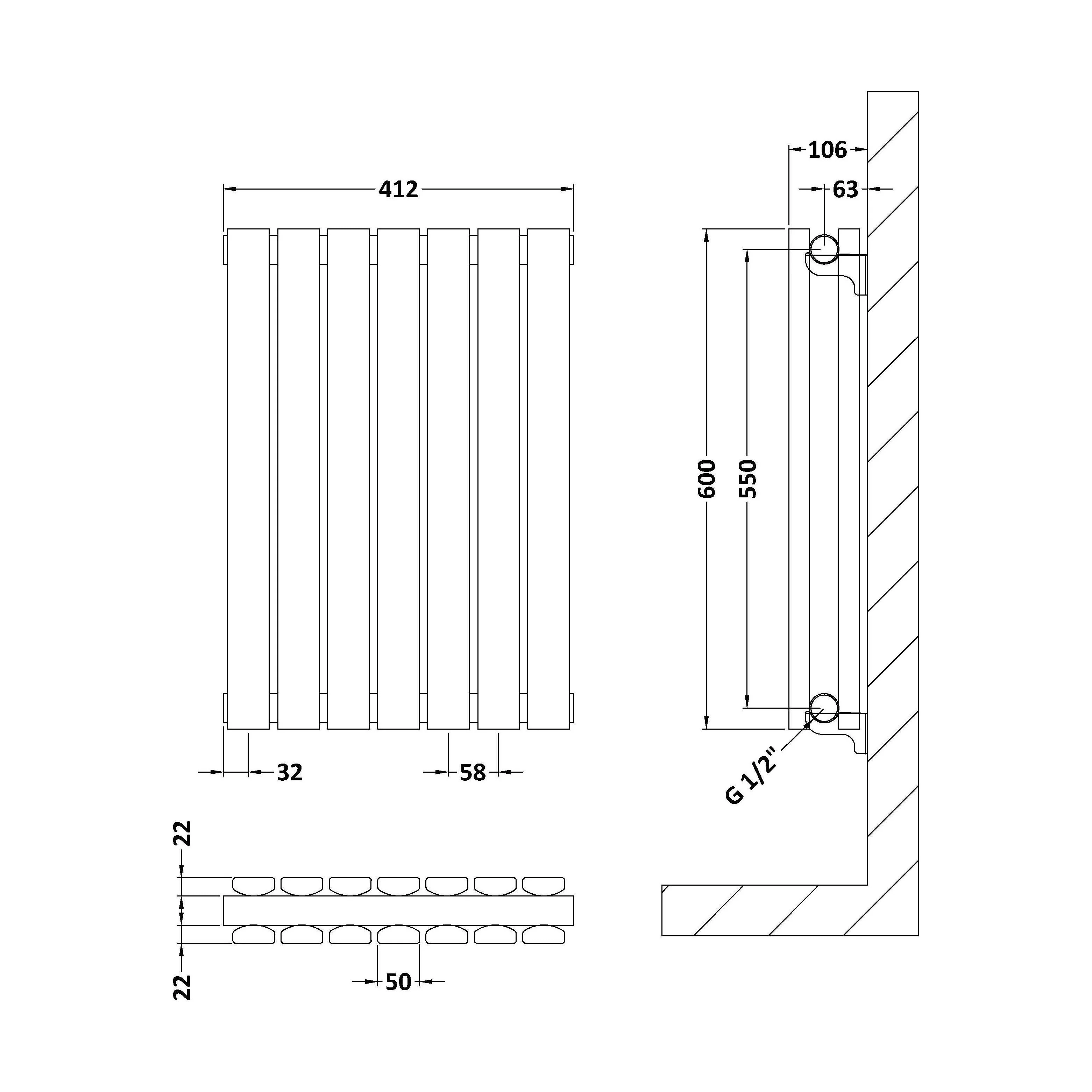 Edingale Contemporary Square Horizontal Double Panel Radiator - Choice of Size and Colour - Image 36