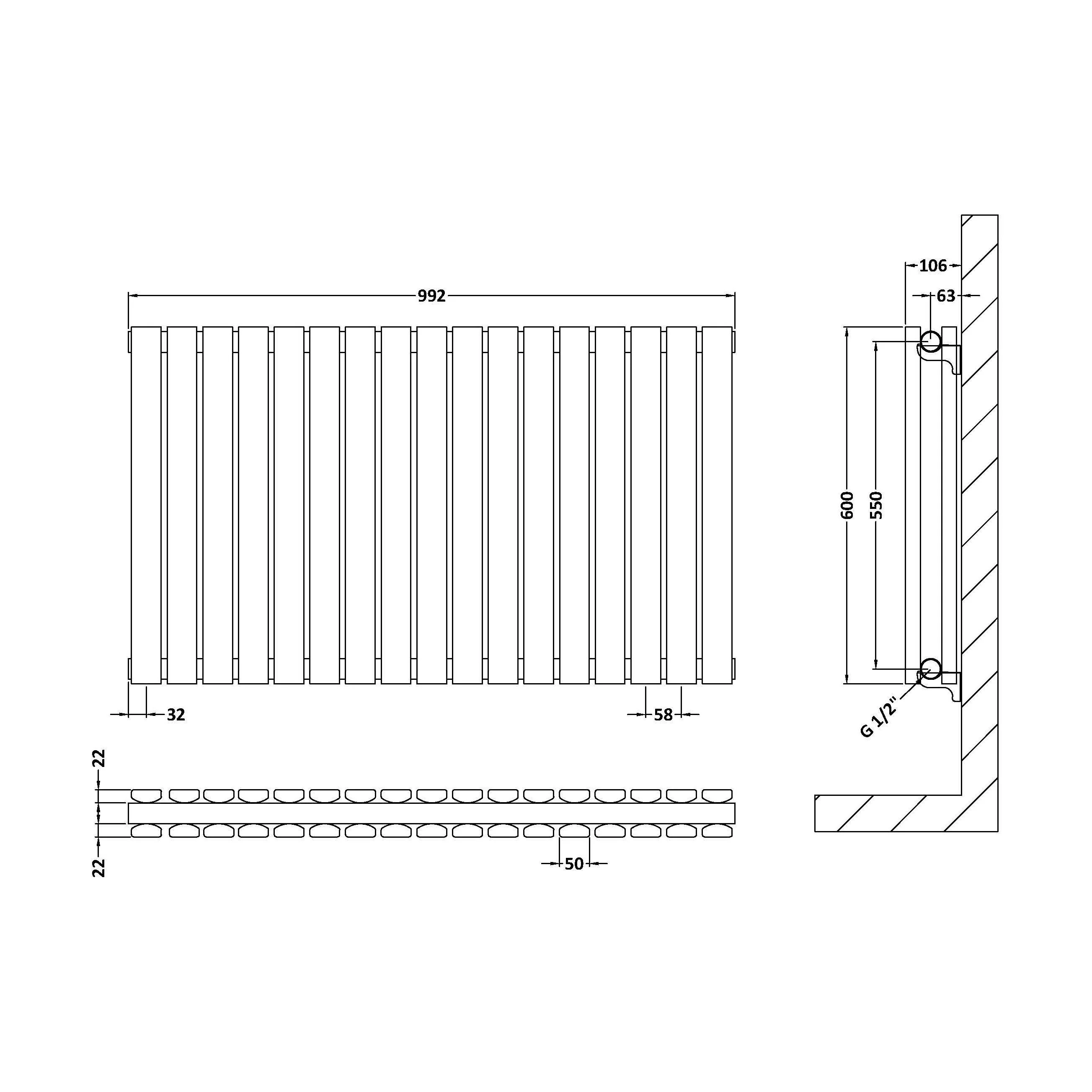 Edingale Contemporary Square Horizontal Double Panel Radiator - Choice of Size and Colour - Image 38