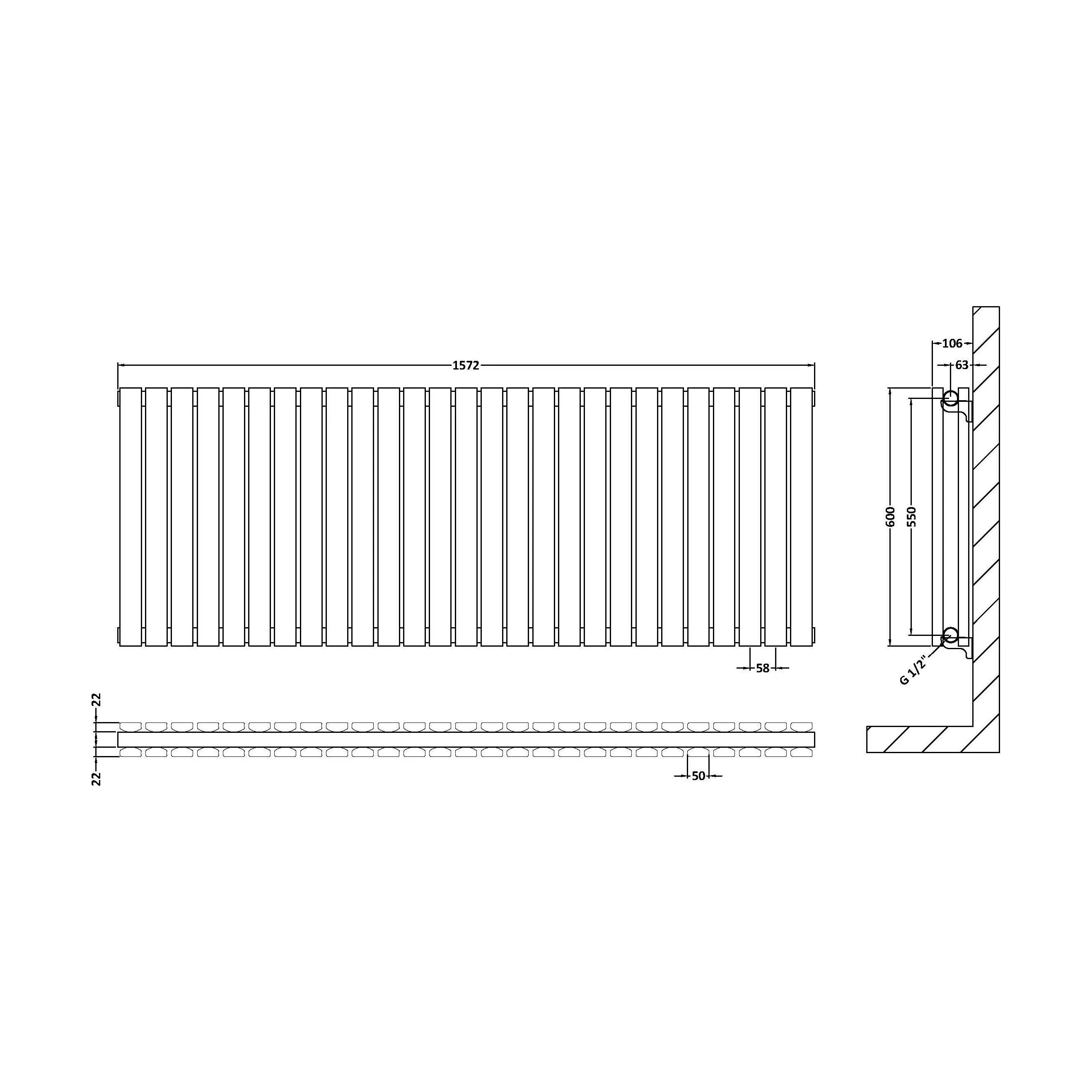 Edingale Contemporary Square Horizontal Double Panel Radiator - Choice of Size and Colour - Image 40