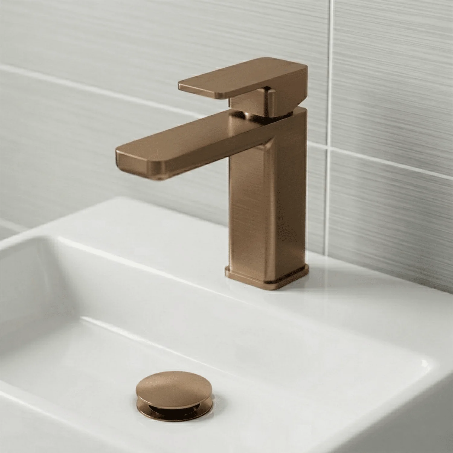 Swinscoe Square Mono Basin Mixer Tap with Push Button Waste – Choice of Finish