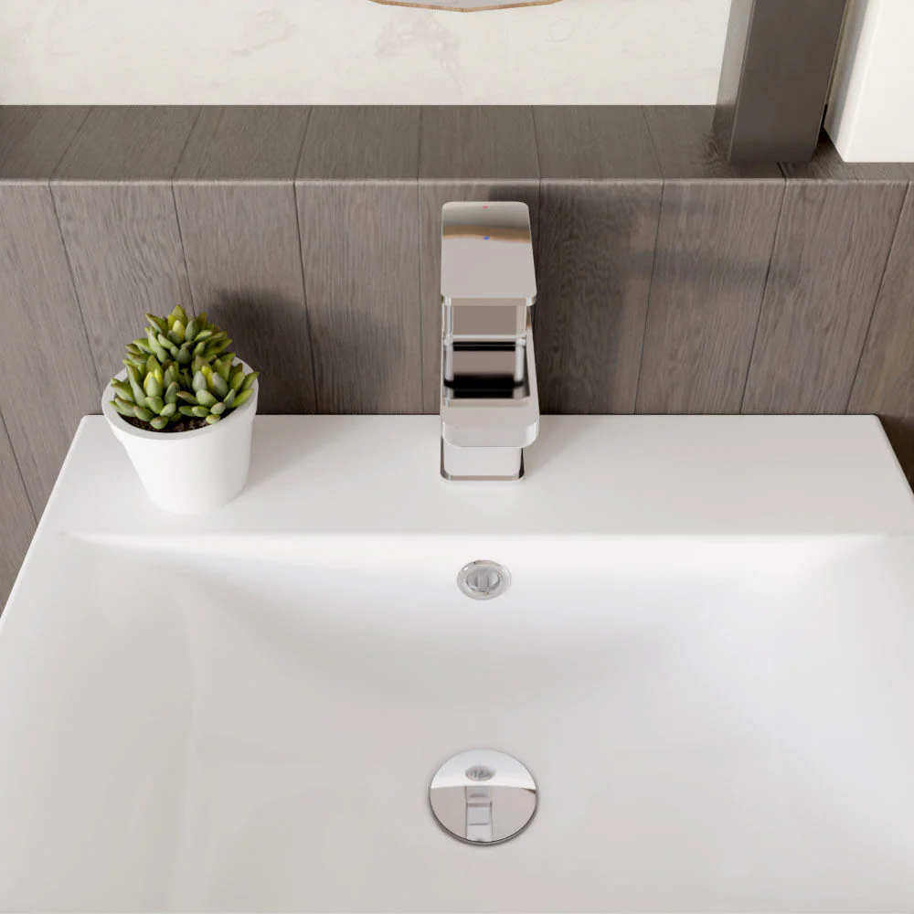 Swinscoe Square Mono Basin Mixer Tap with Push Button Waste – Choice of Finish - Image 12
