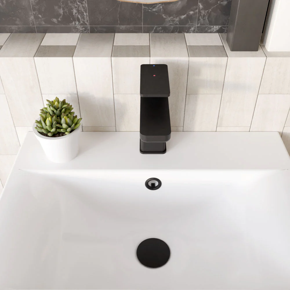 Swinscoe Square Mono Basin Mixer Tap with Push Button Waste – Choice of Finish - Image 13