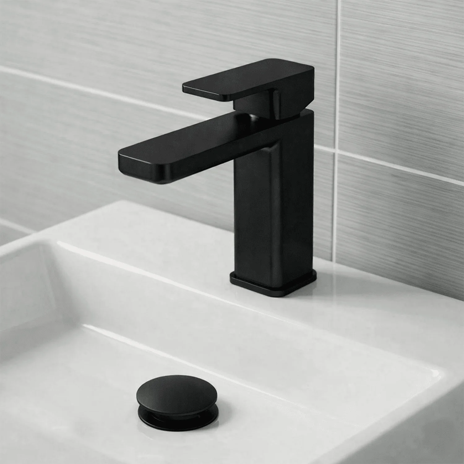 Swinscoe Square Mono Basin Mixer Tap with Push Button Waste – Choice of Finish - Image 3