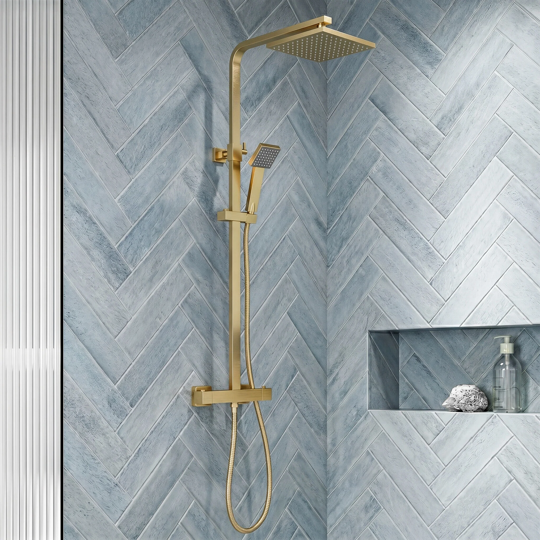 Swinscoe Square Thermostatic Shower Kit with Fixed Head & Adjustable Handset - Multiple Colours Available - Image 4
