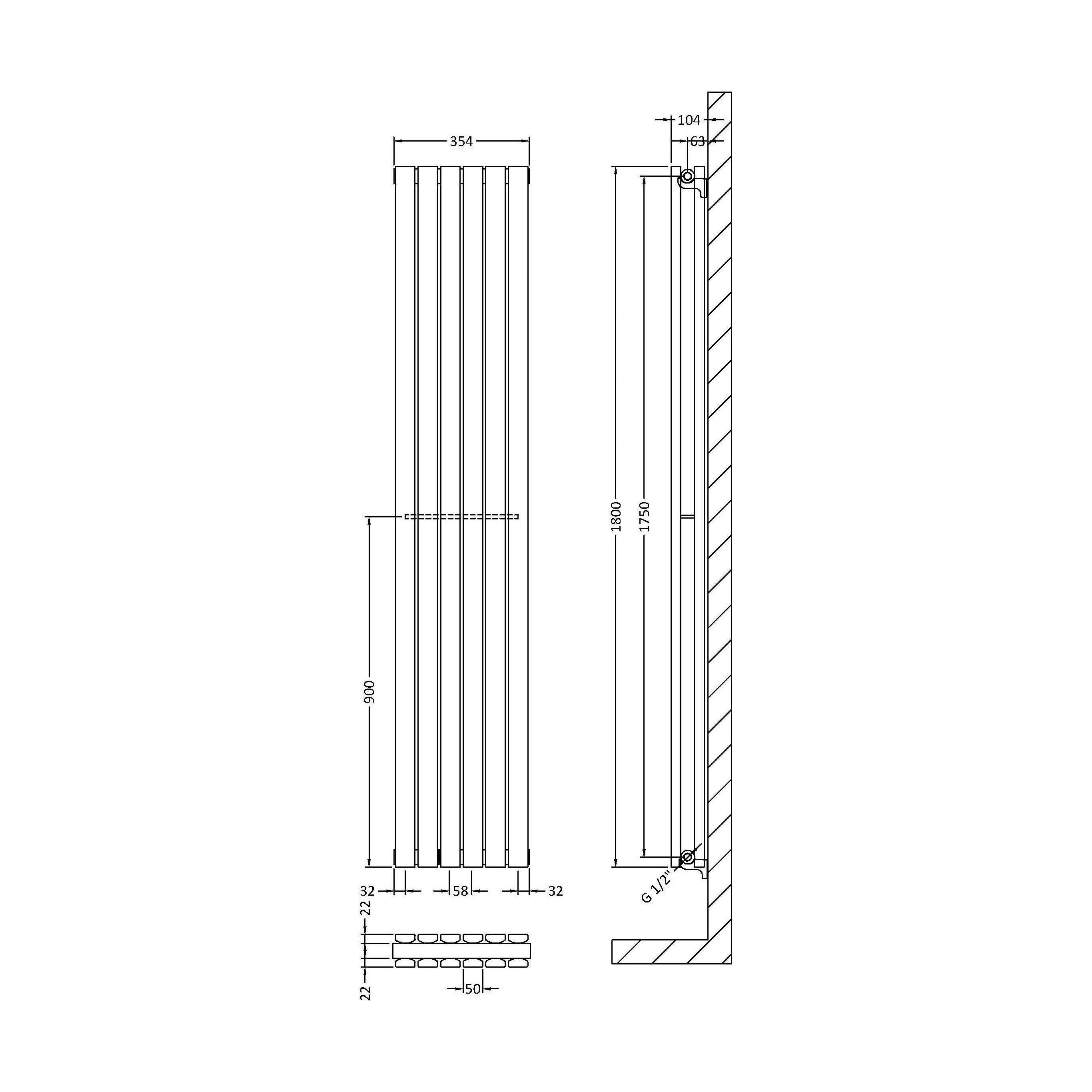 Edingale Modern Square Vertical Double Panel Radiator - Choice of Size and Colour - Image 29