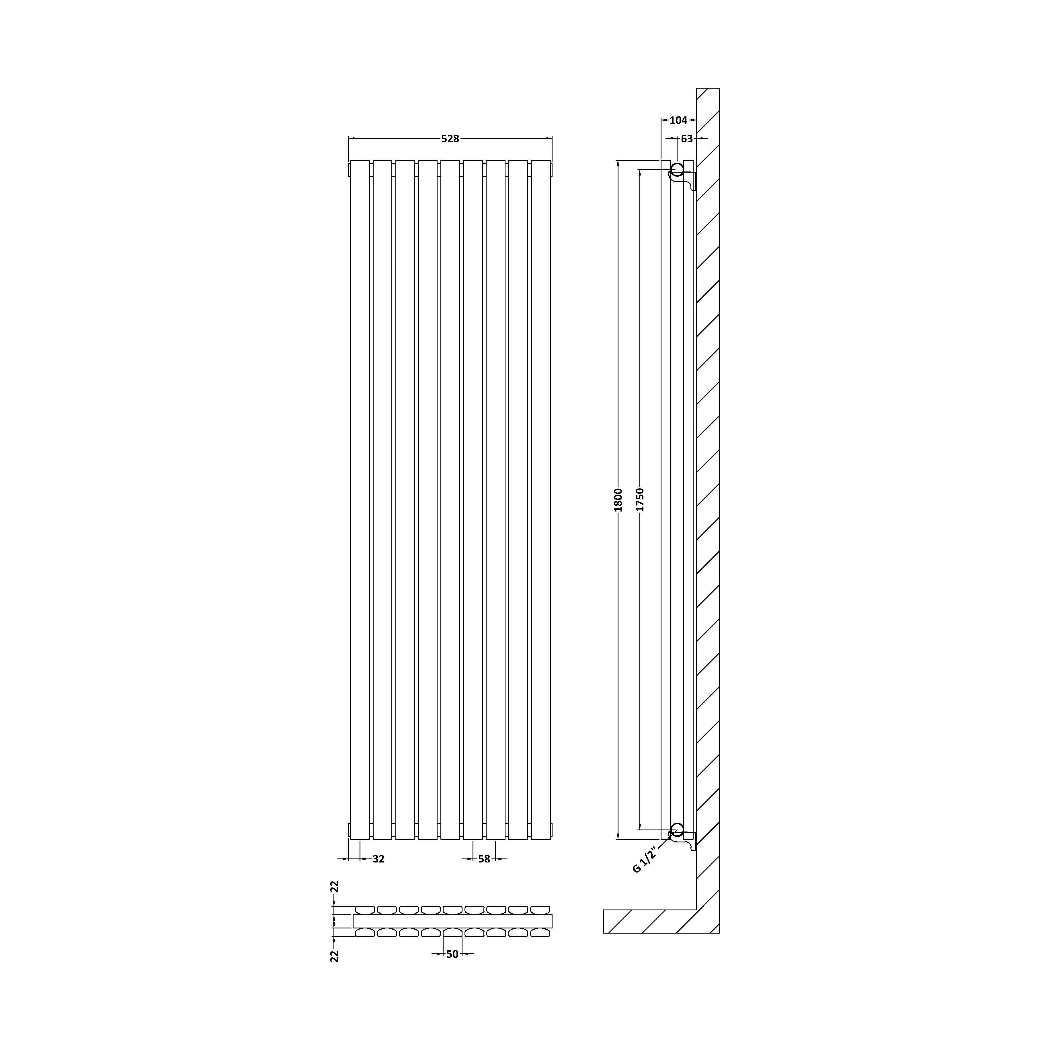 Edingale Modern Square Vertical Double Panel Radiator - Choice of Size and Colour - Image 30