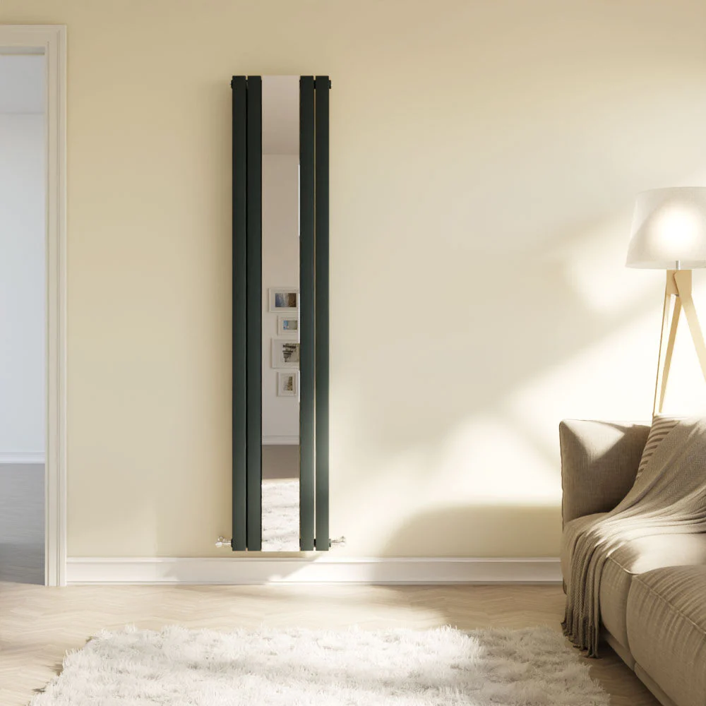 Edingale Square Vertical Double Panel Radiator with Mirror, 3344 BTU, 1800mm x 354mm - Choice of Colour - Image 3