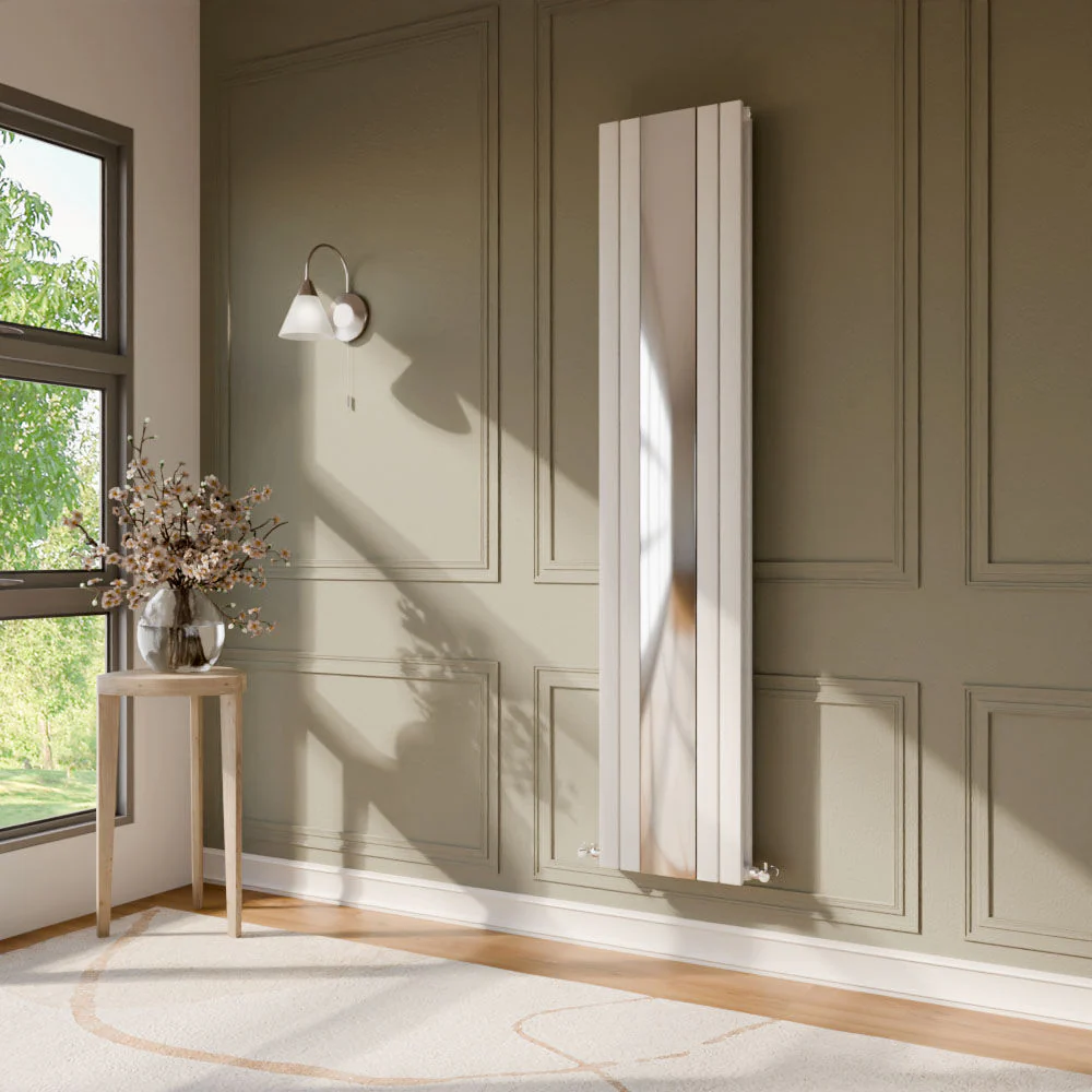 Edingale Square Vertical Double Panel Radiator with Mirror, 3344 BTU, 1800mm x 354mm - Choice of Colour - Image 6