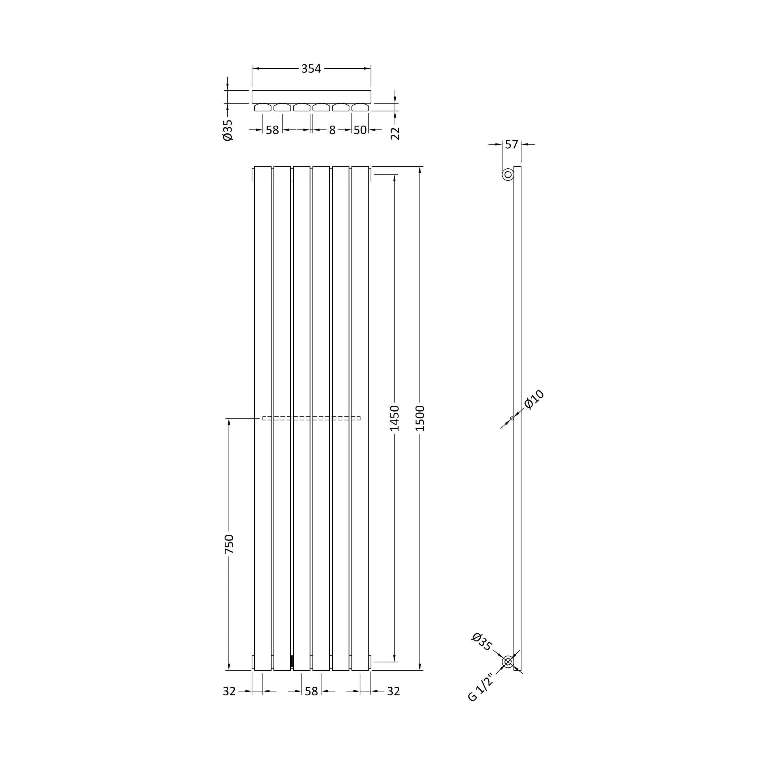 Edingale Vertical Single Panel Radiator, Square Design - Choice of Size and Colour - Image 17