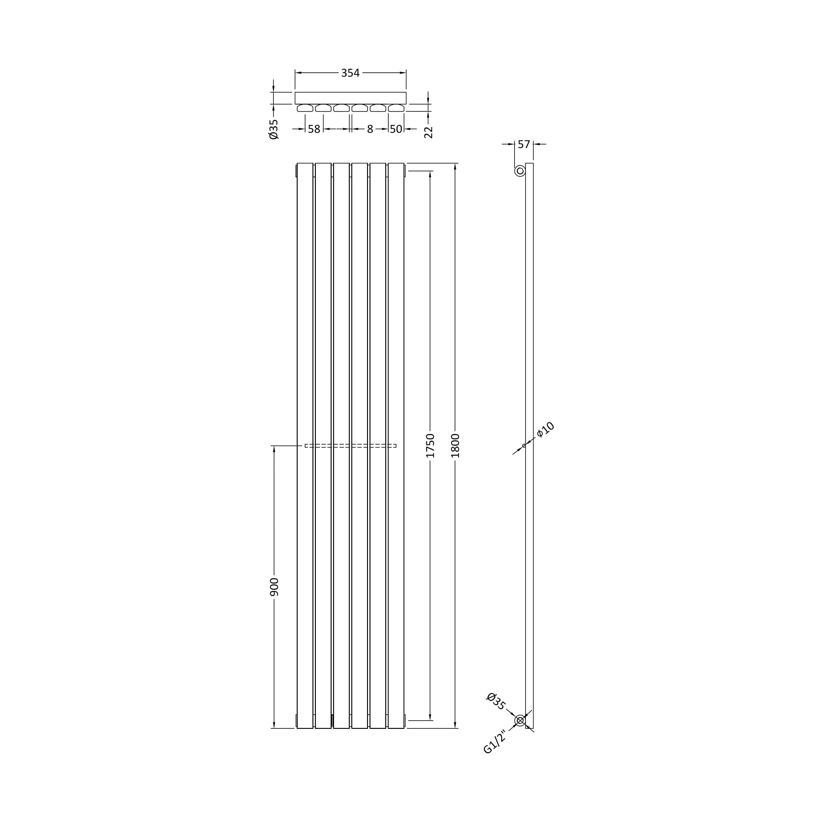 Edingale Vertical Single Panel Radiator, Square Design - Choice of Size and Colour - Image 20